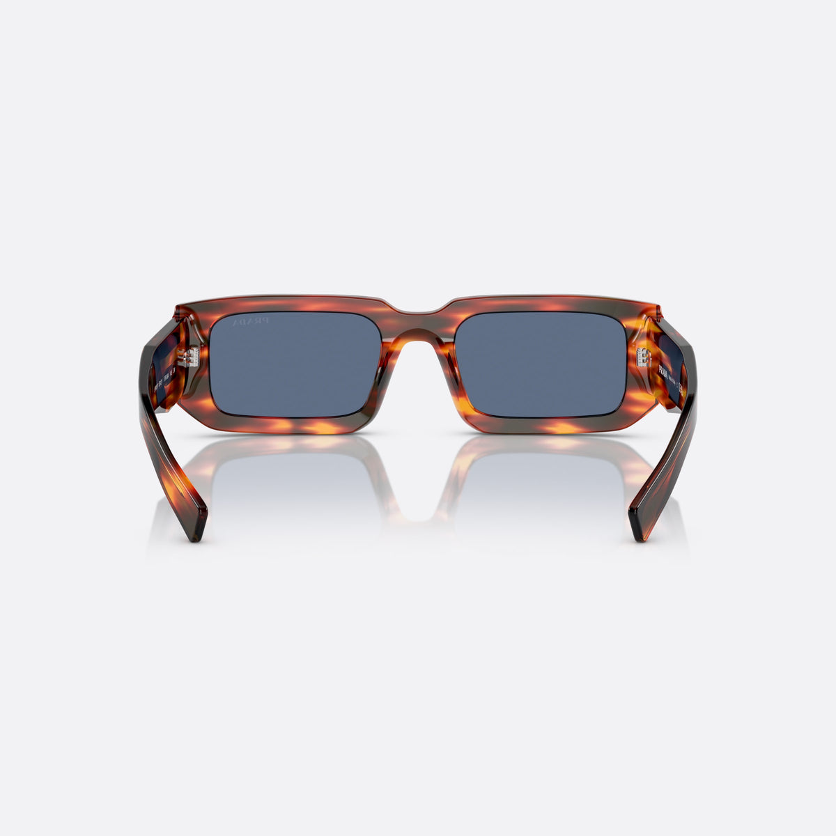 Prada Symbole PR 17R-06A 06YS sunglasses, havana rectangle frame for men, plain double bridge, brand logo on temple, back view