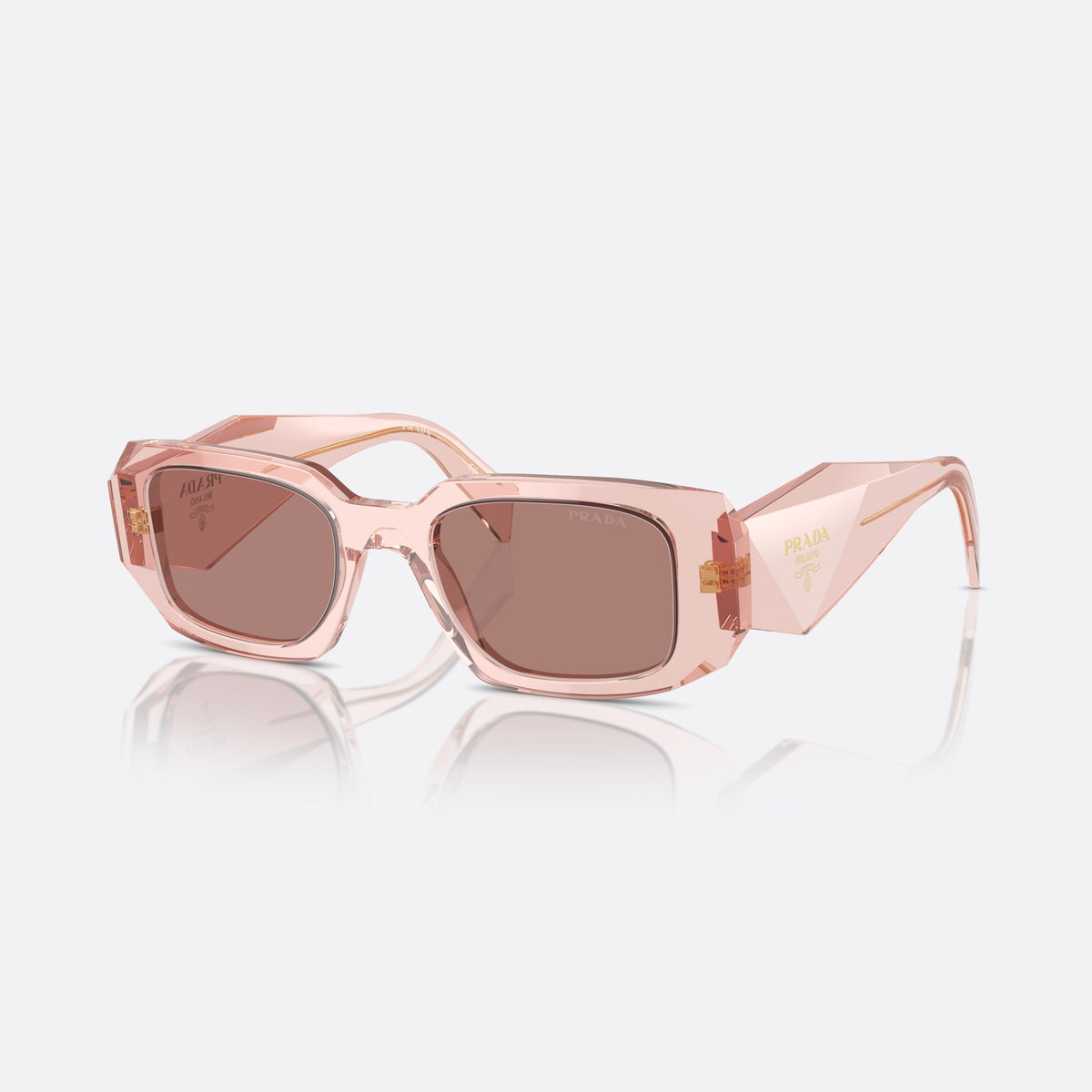 Ochelari de soare Prada Symbole PR 17WS 19Q10D, geometrica roz, pentru femei, punte simplă, literele brandului pe brațe, ramă completă