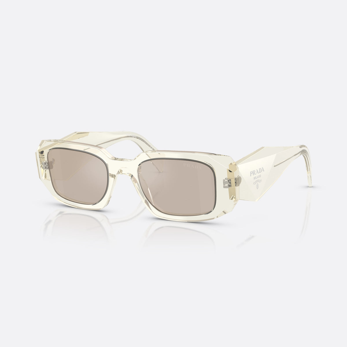 Ochelari de soare Prada Symbole PR 17WS 19X30N, geometrica transparent, pentru femei, punte simplă, literele brandului pe brațe, ramă completă