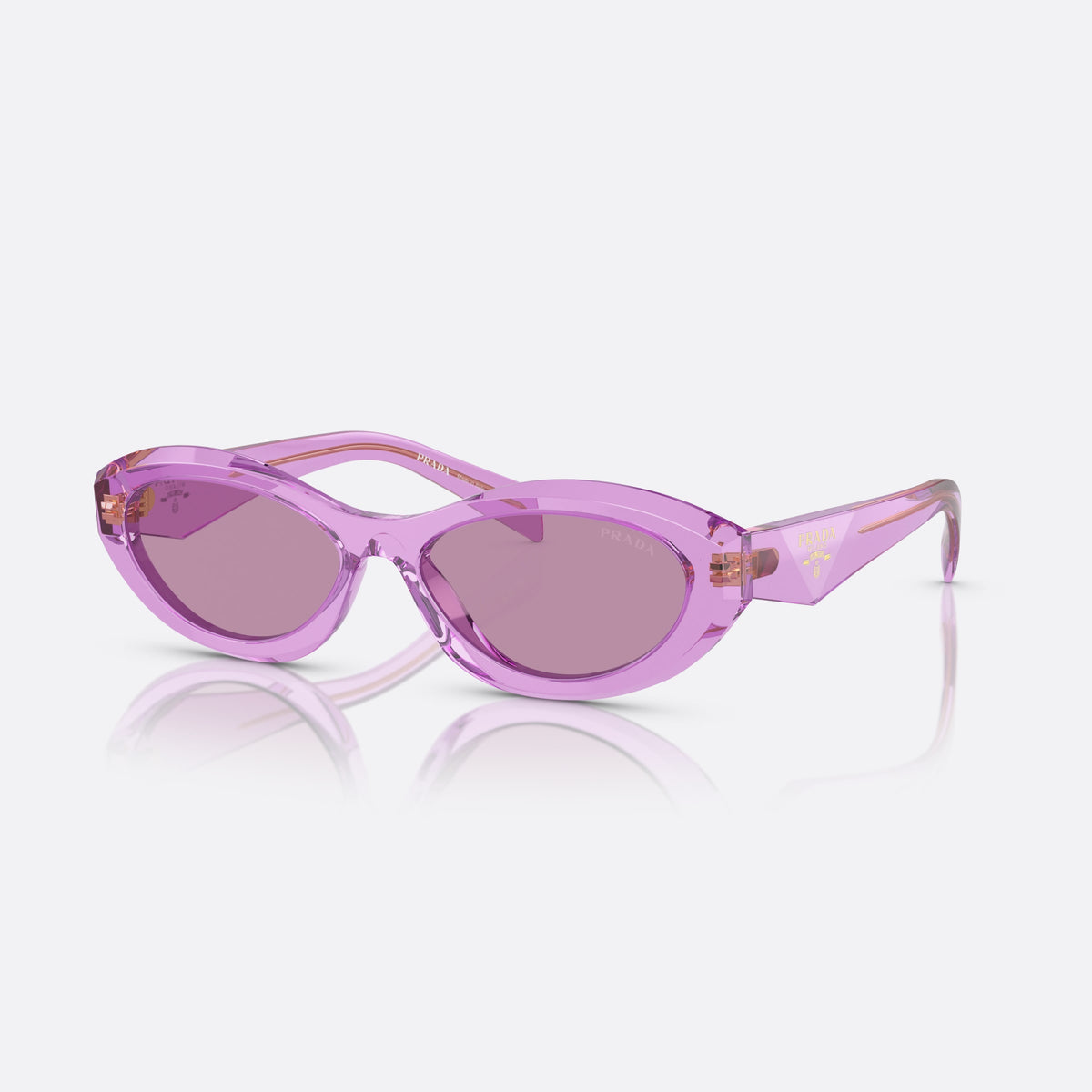 Prada Symbole PR 26ZS 13R07Q sunglasses, pink oval frame, unisex, plain bridge, brand logo on temples, wide tapered temples
