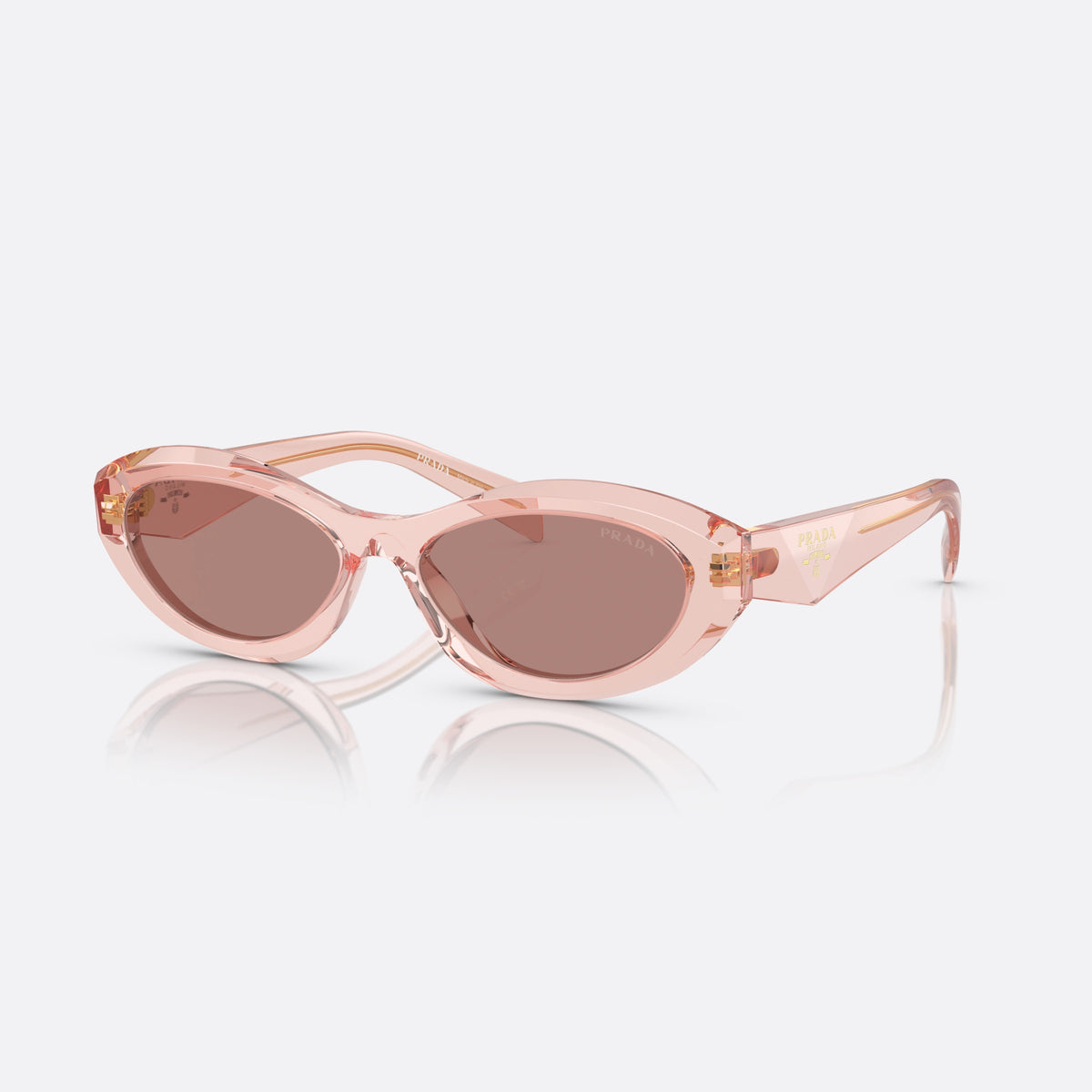 Prada Symbole PR 26ZS 19Q10D sunglasses, pink cat eye frame for women, plain bridge, brand logo plaque on temple