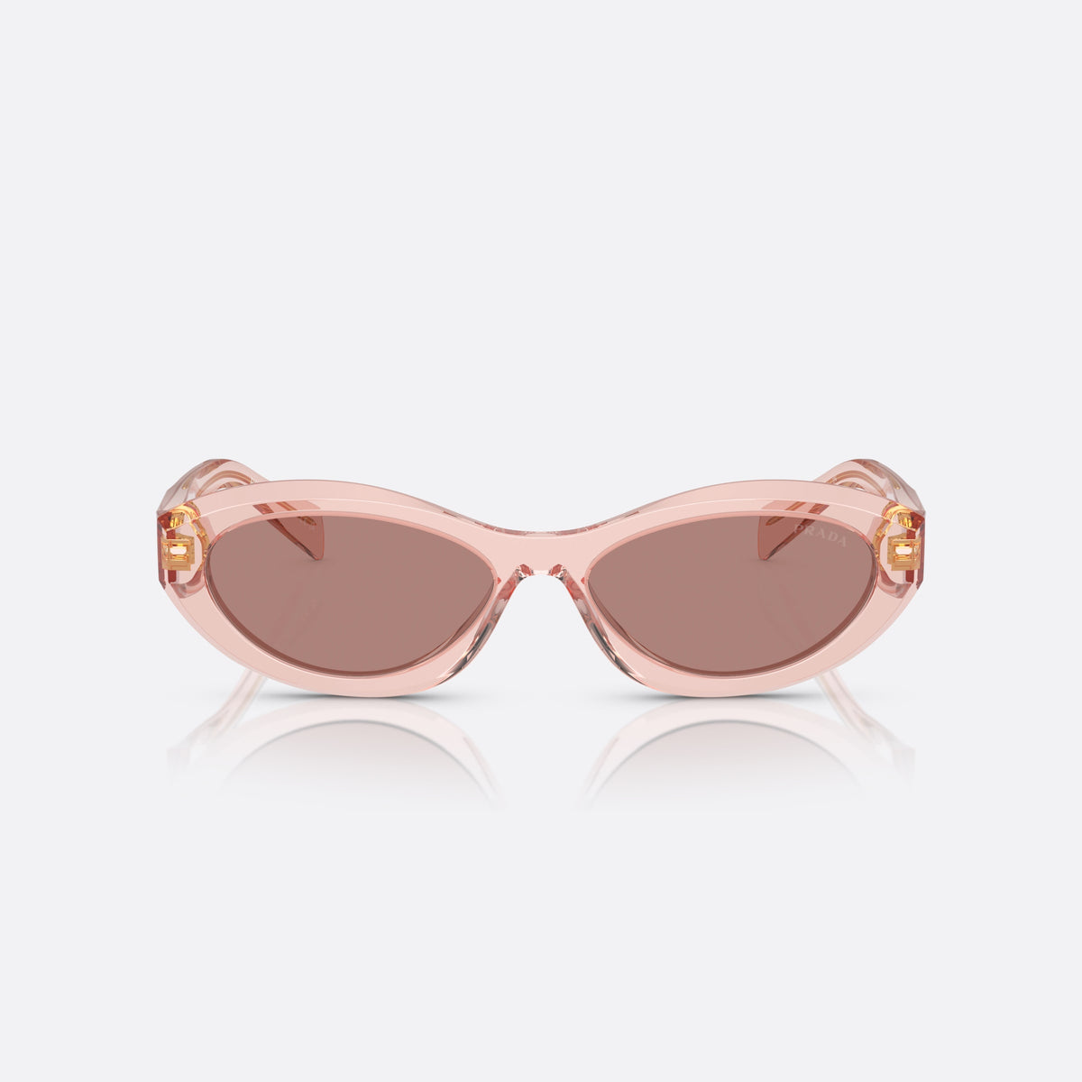 Prada Symbole PR 26ZS 19Q10D sunglasses, pink cat eye frame for women, plain bridge, brand logo plaque on temple, front view