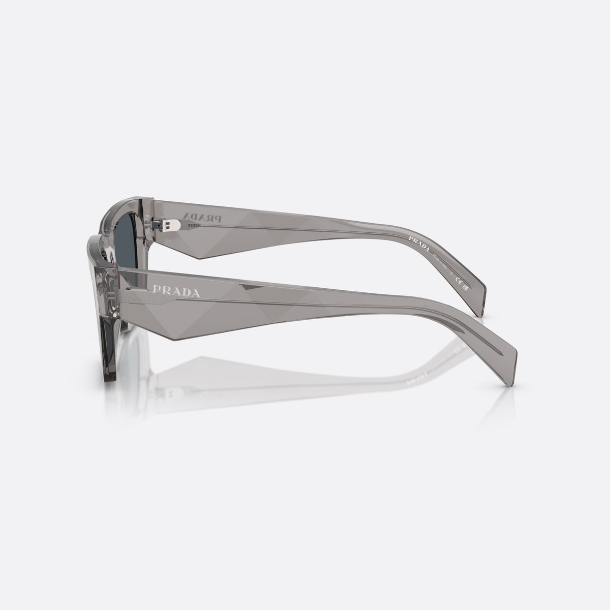 Prada Symbole PR A06S 16Z70B GRDG sunglasses, grey pantos frame for men, plain bridge with straight top, side view