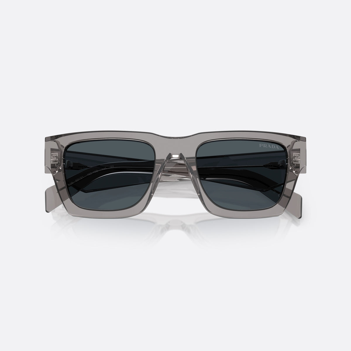 Prada Symbole PR A06S 16Z70B GRDG sunglasses, grey pantos frame for men, plain bridge with straight top, folded