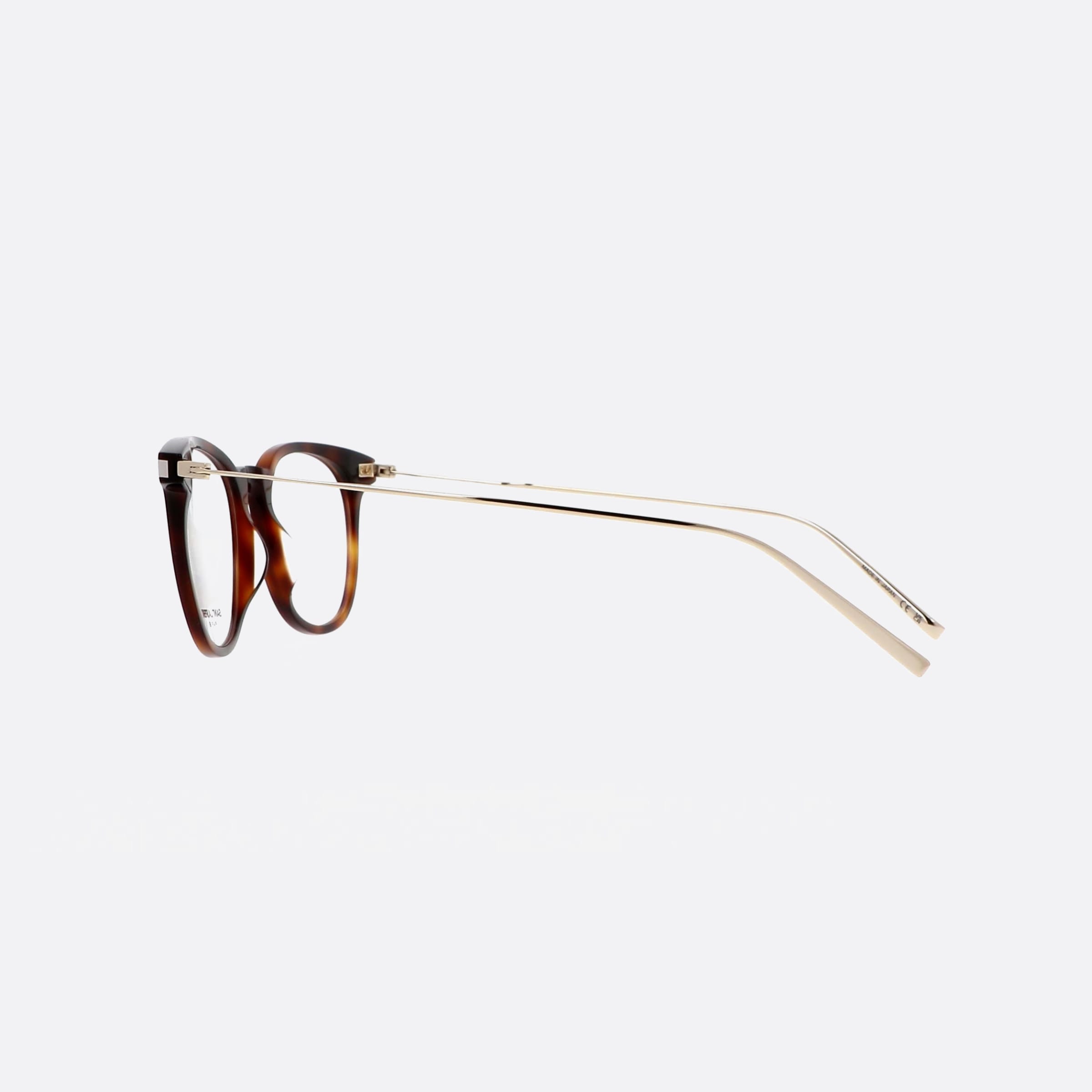 Saint 49mm Laurent Classic Havana Round Man Eyeglasses - Detail View
