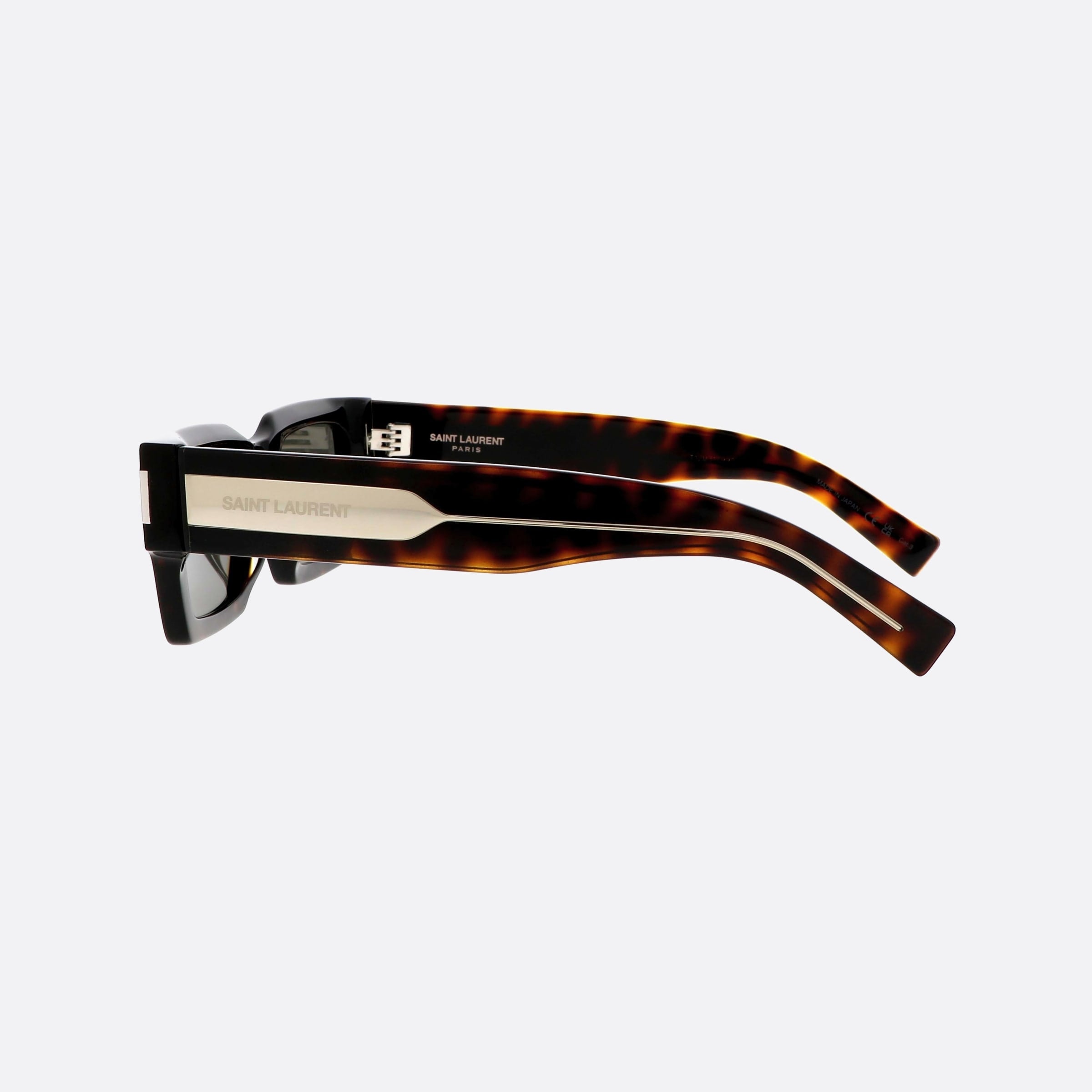 Saint 50mm Laurent Corner Angle Tortoise Square Unisex Sunglasses - Detail View