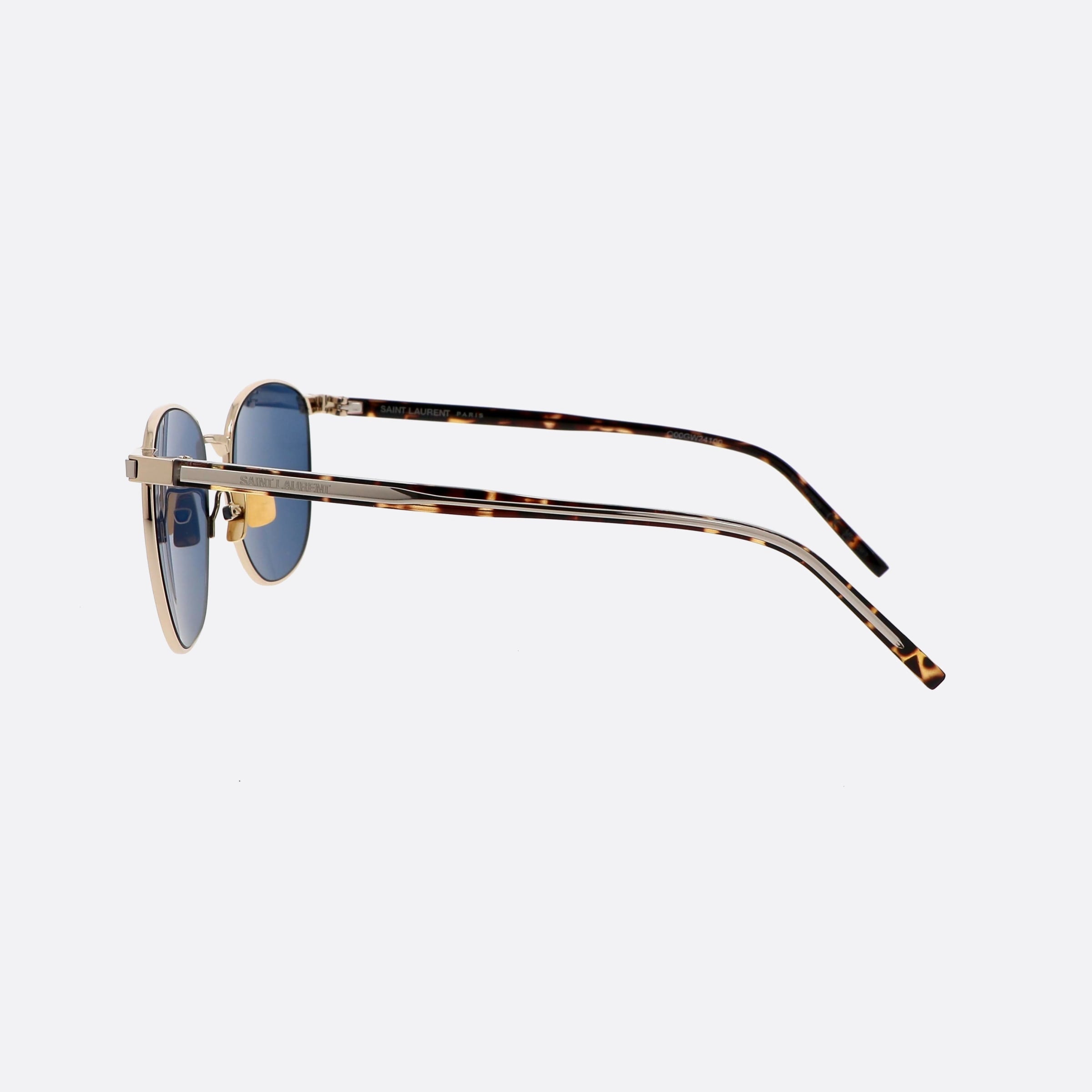 Saint 53mm Laurent Corner Angle Gold Round Unisex Sunglasses - Detail View
