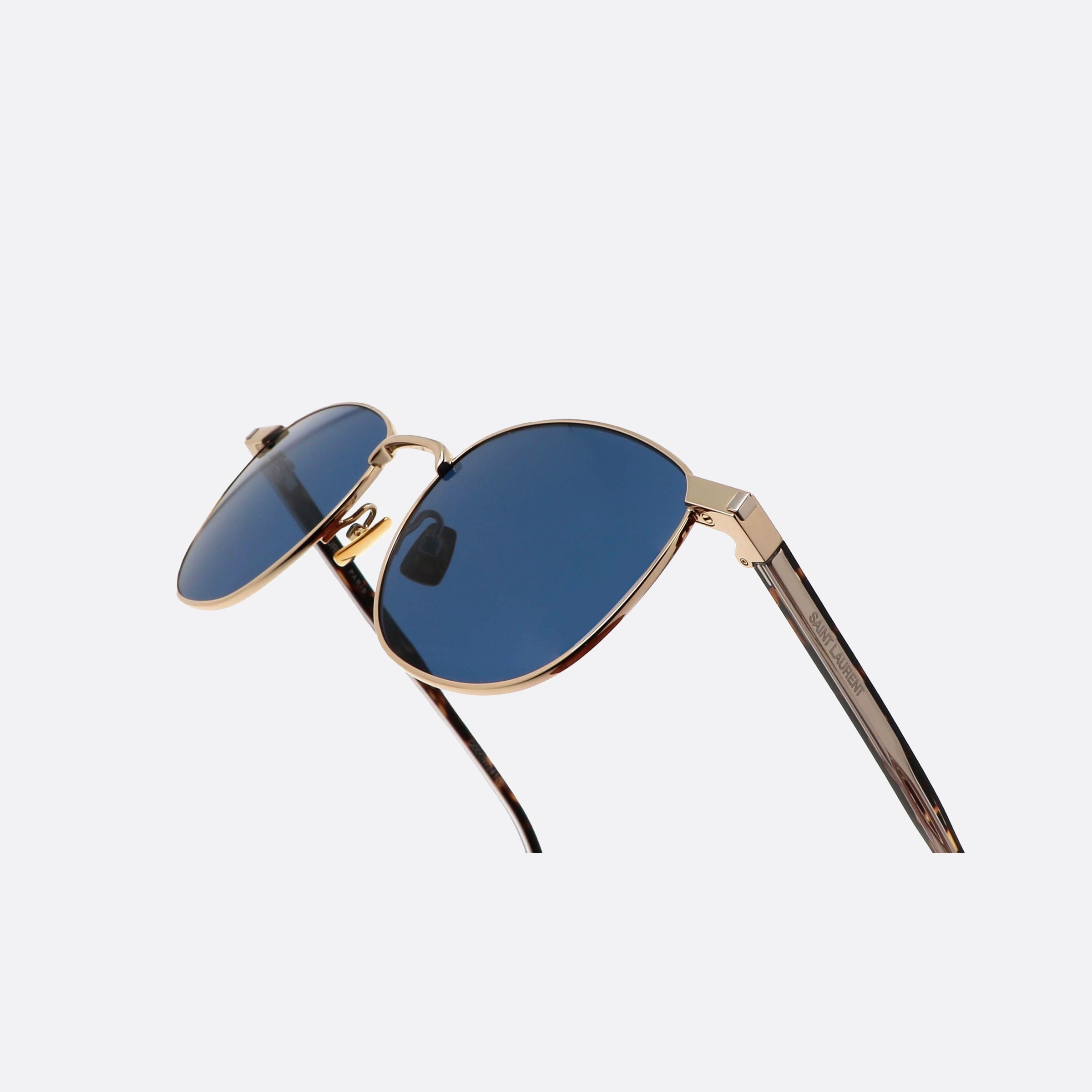 Saint 53mm Laurent Corner Angle Gold Round Unisex Sunglasses - Lifestyle Shot