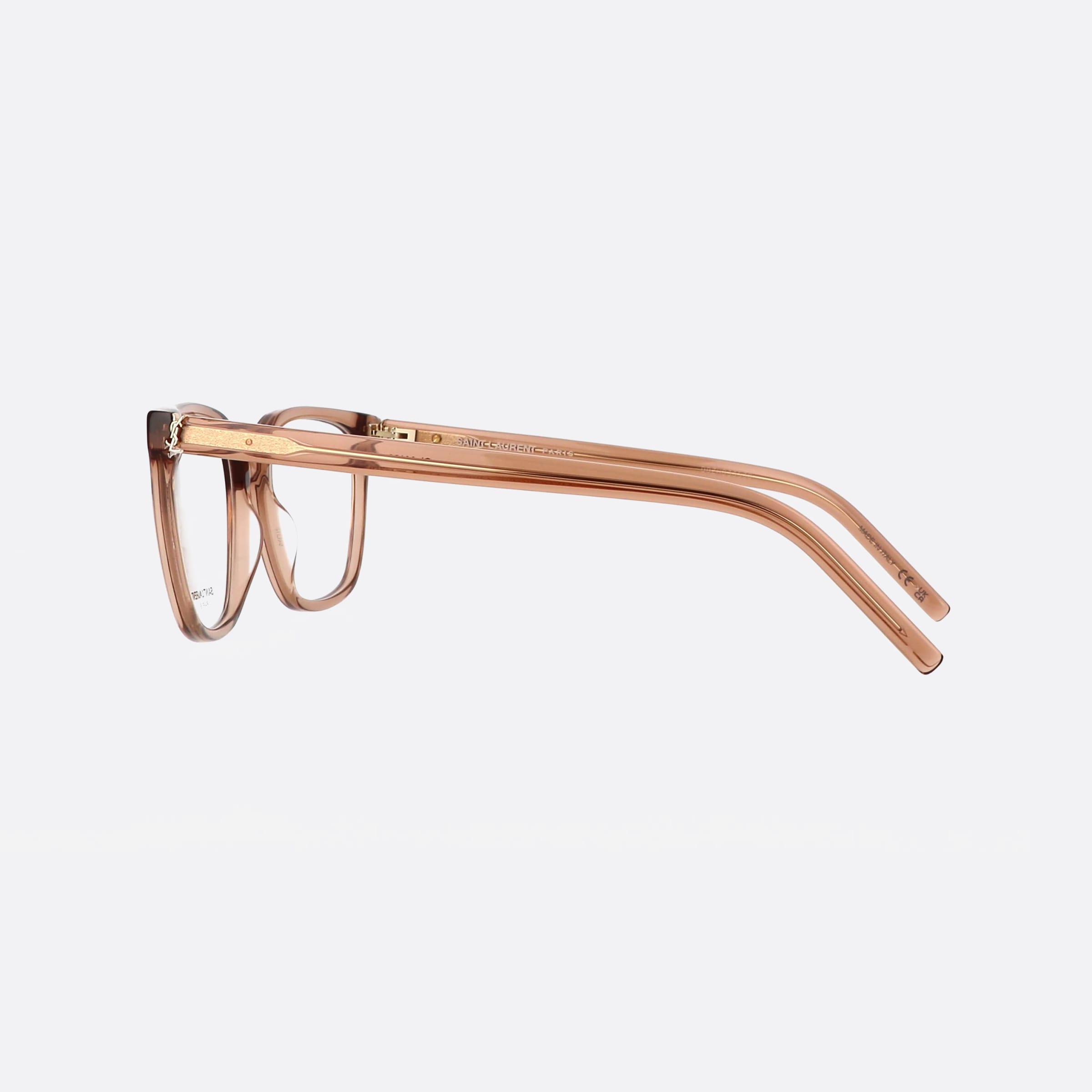 Saint 54mm Laurent Monogram M129 Brown Rectangle Unisex Eyeglasses - Detail View