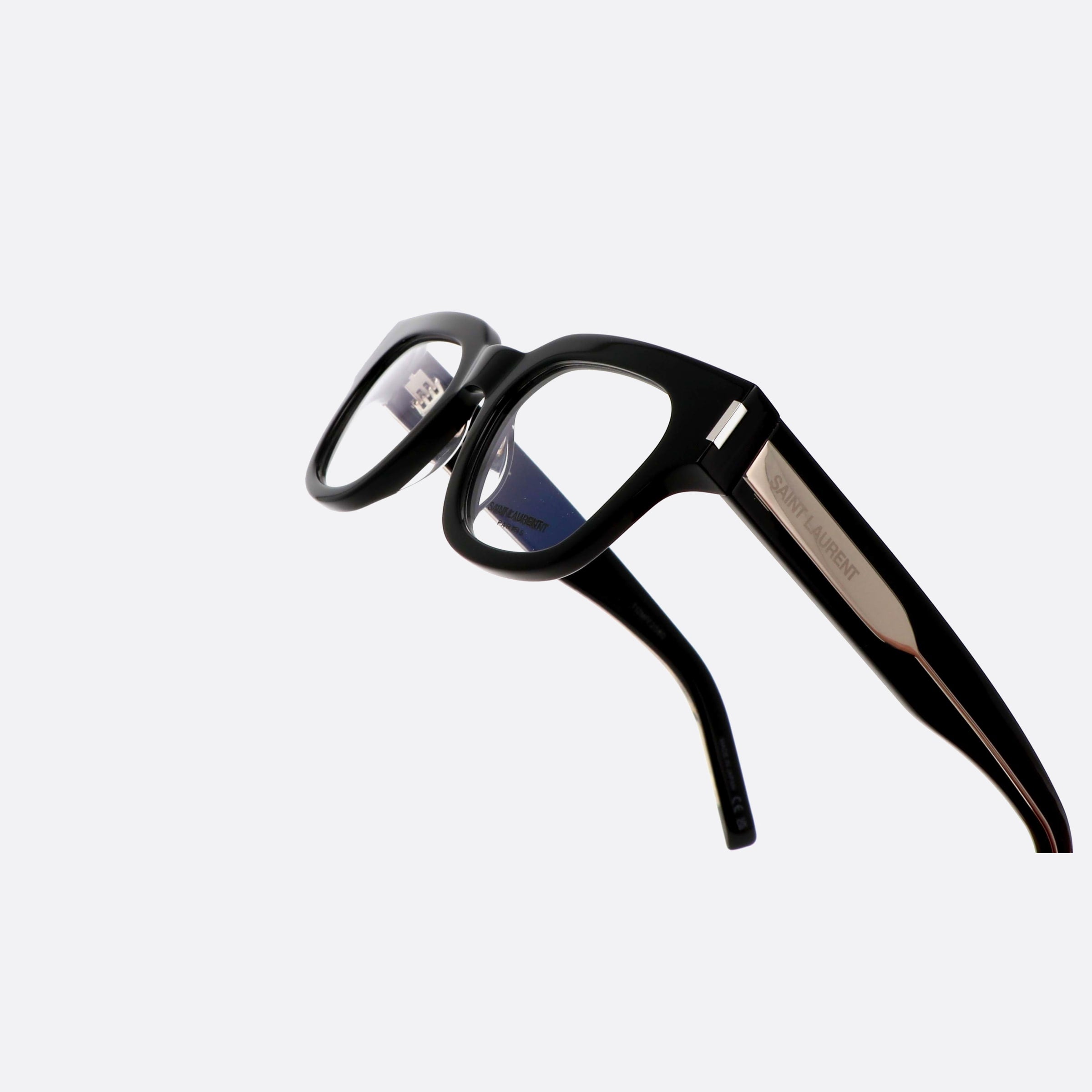 Saint 50mm Laurent New Wave Black Squared Unisex Eyeglasses - Lifestyle Shot