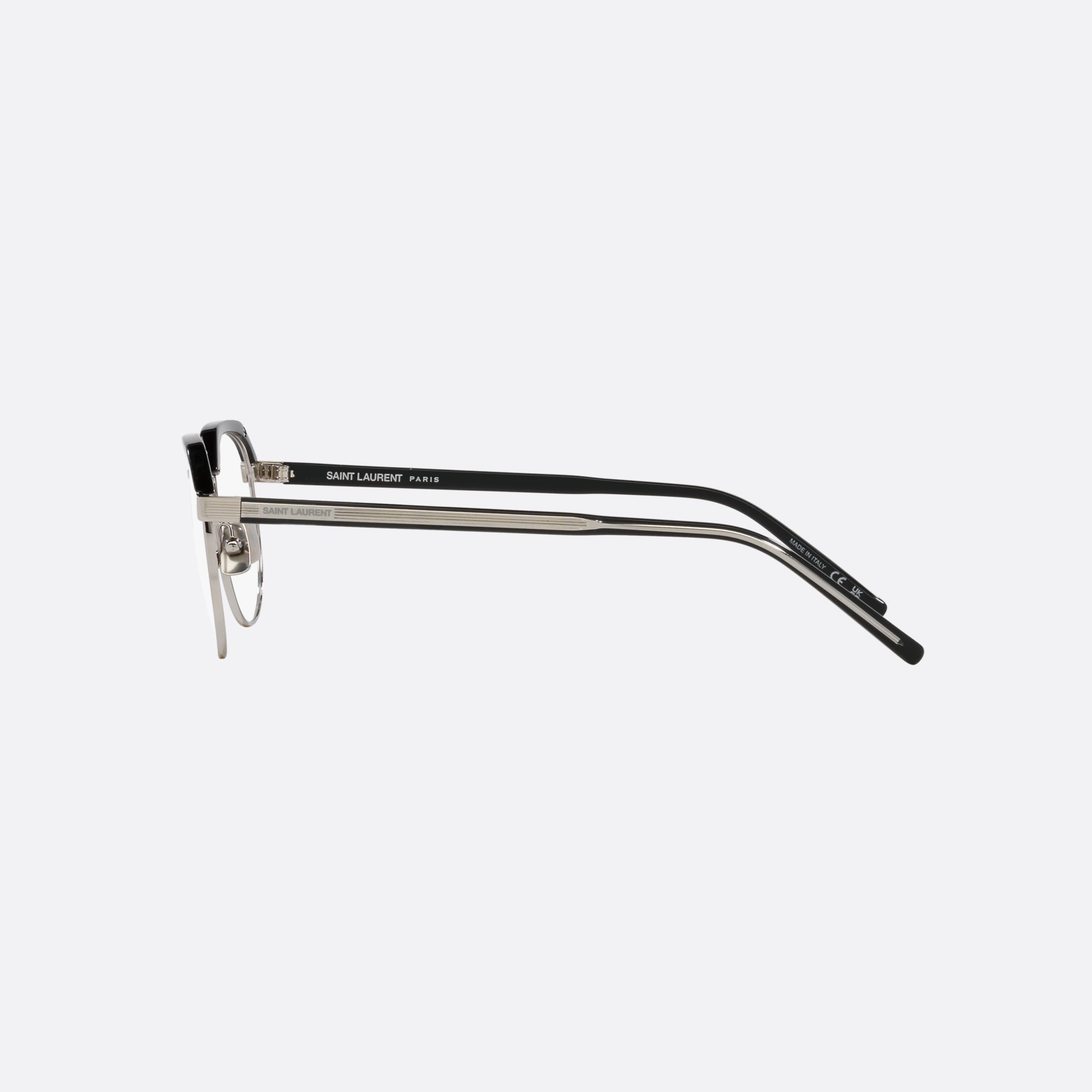 Saint 50mm Laurent Tortoiseshell Round Unisex Eyeglasses - Detail View