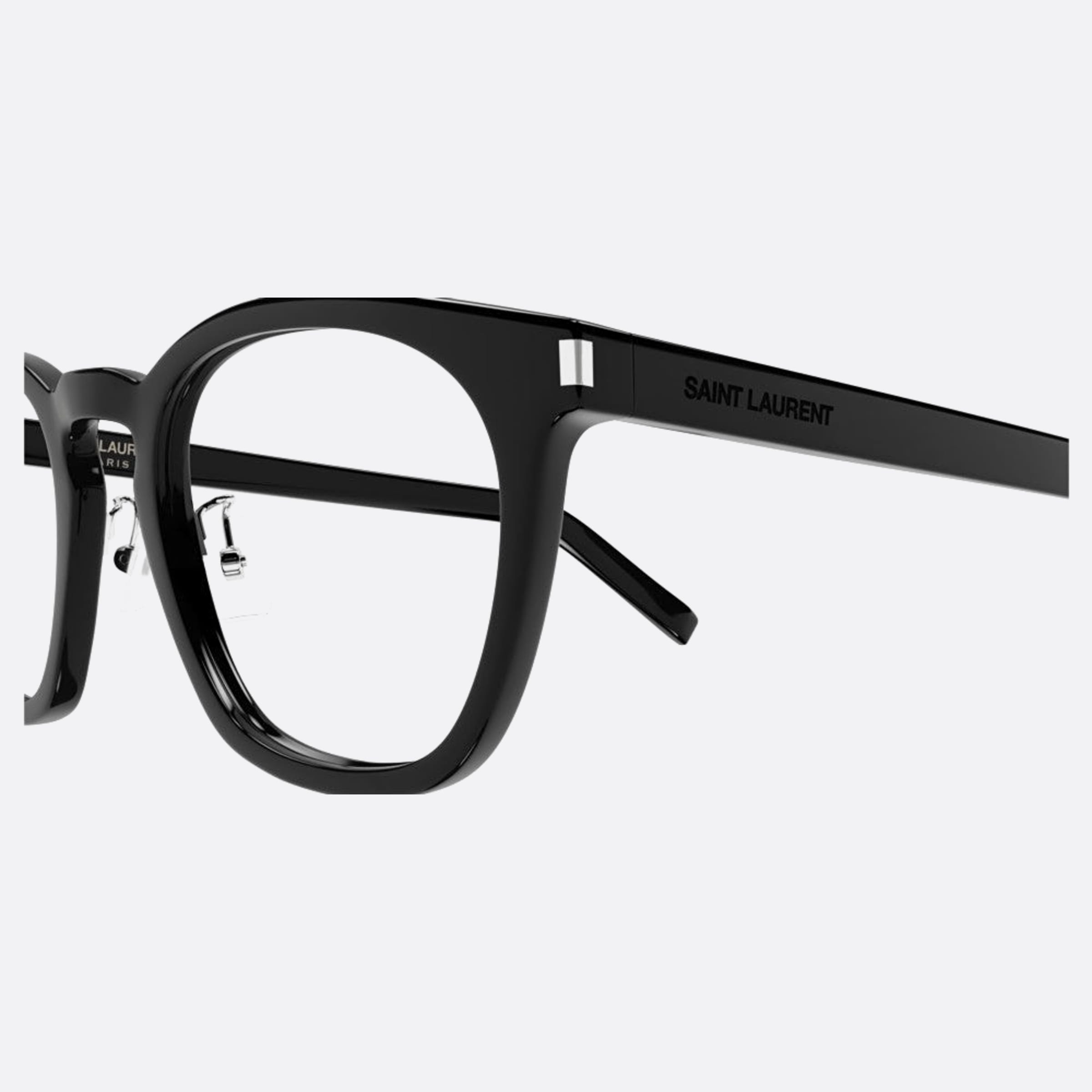 Saint 49mm Laurent Black Squared Unisex Eyeglasses - Detail View