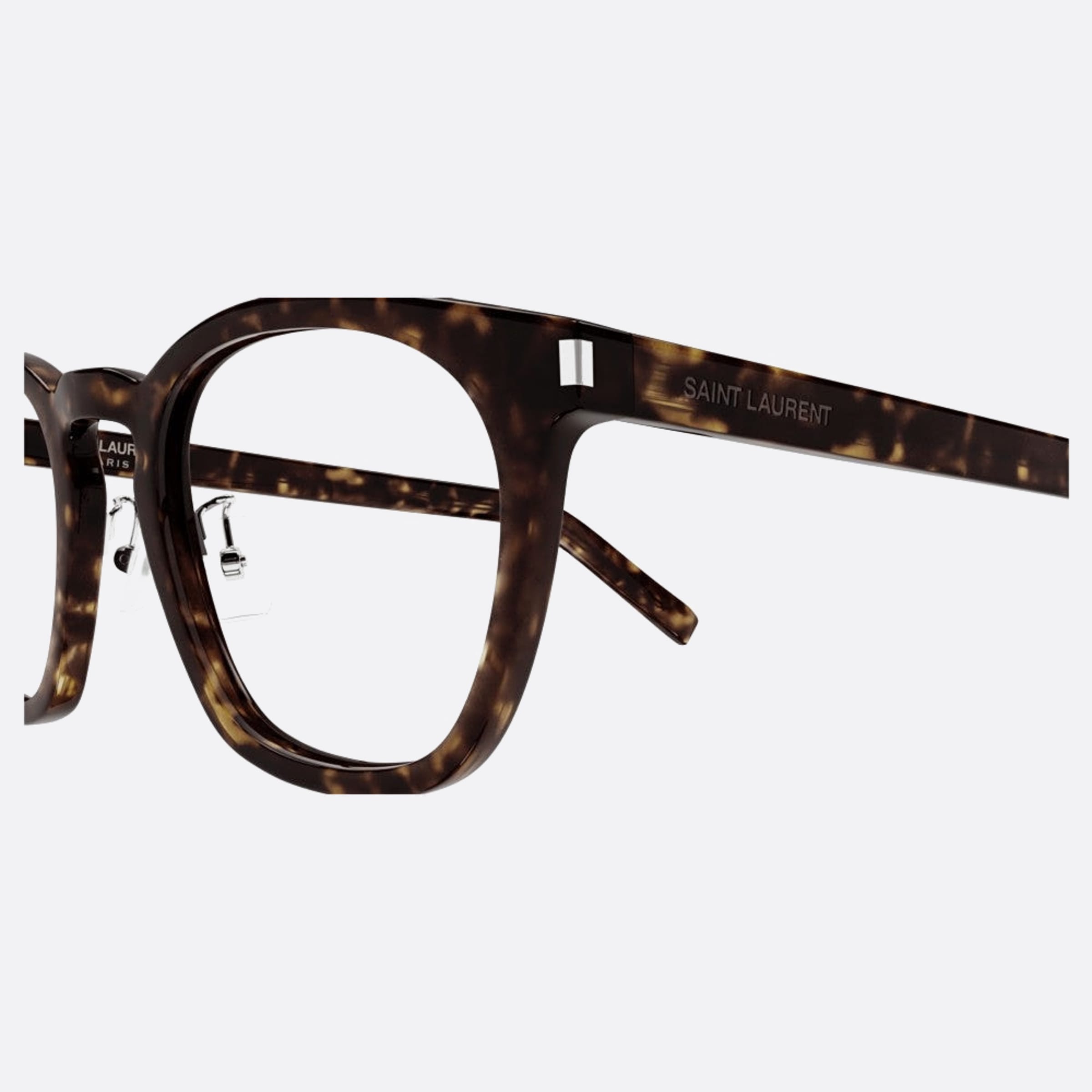 Saint 49mm Laurent Havana Squared Unisex Eyeglasses - Detail View