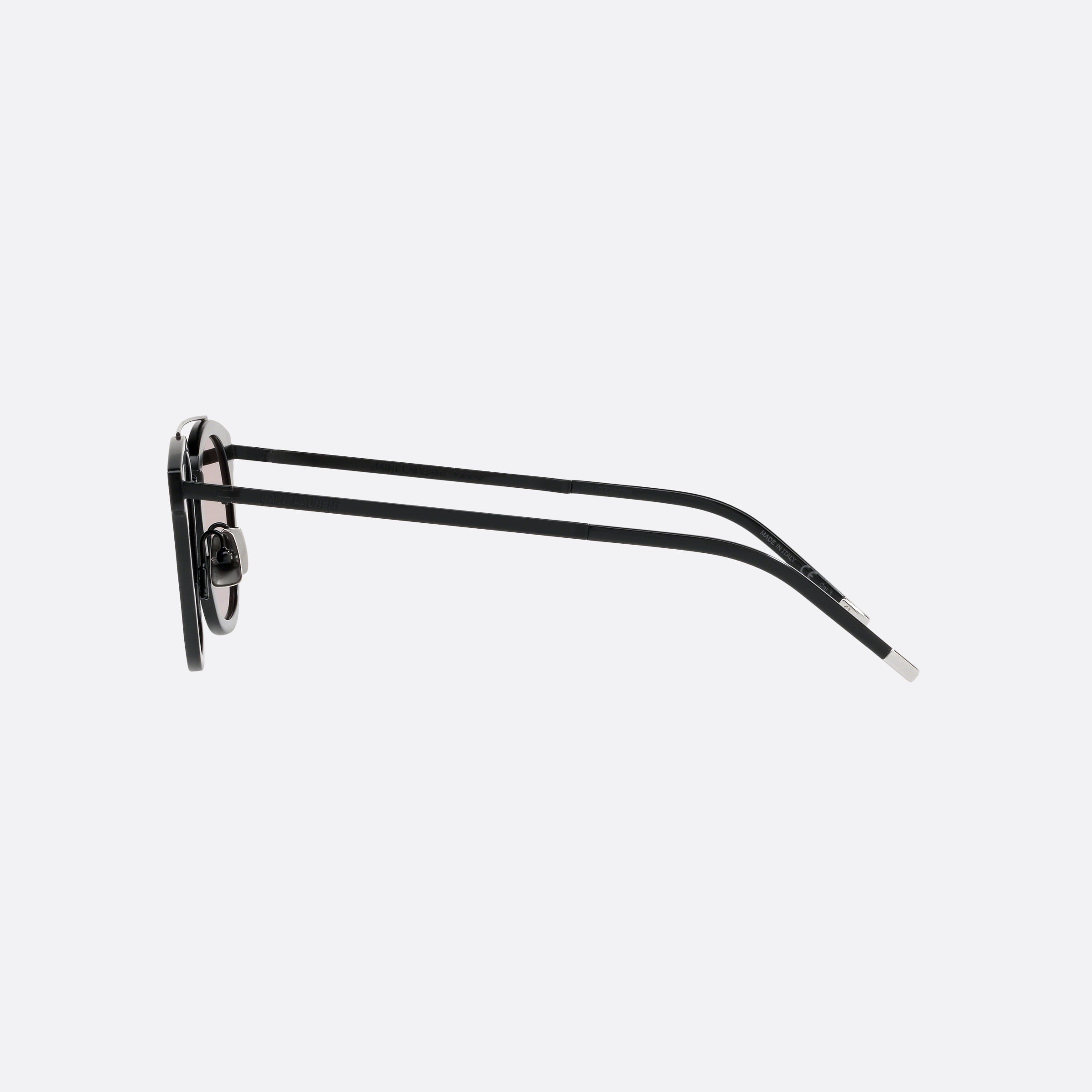 Saint 61mm Laurent Metal Black Rectangle Unisex Sunglasses - Detail View