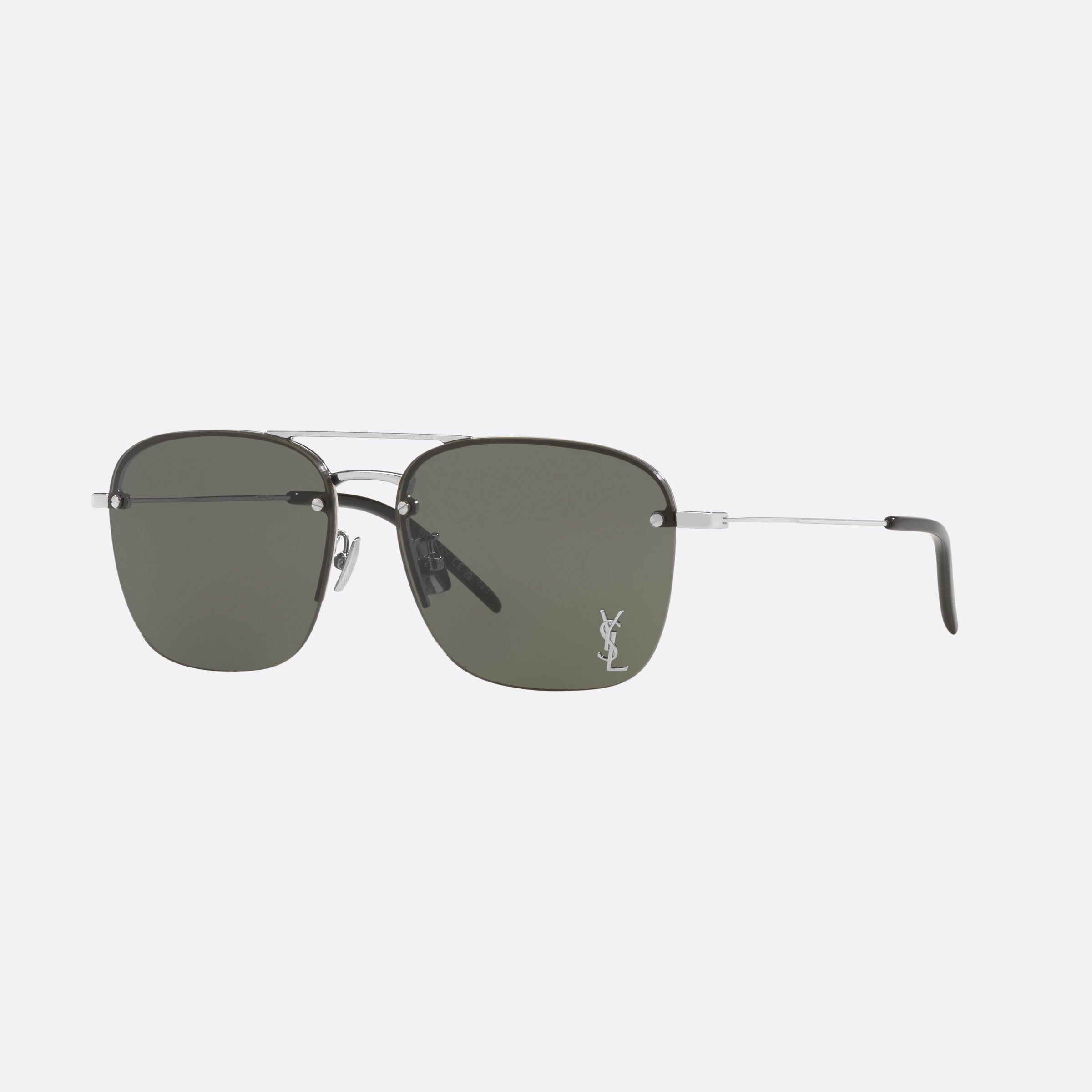 Saint 59mm Laurent Silver Rectangle Woman Sunglasses - Main View