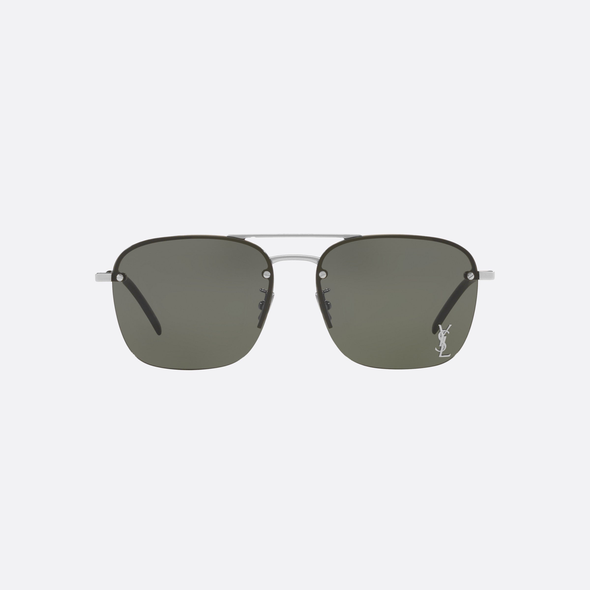 Saint 59mm Laurent Silver Rectangle Woman Sunglasses - Side View