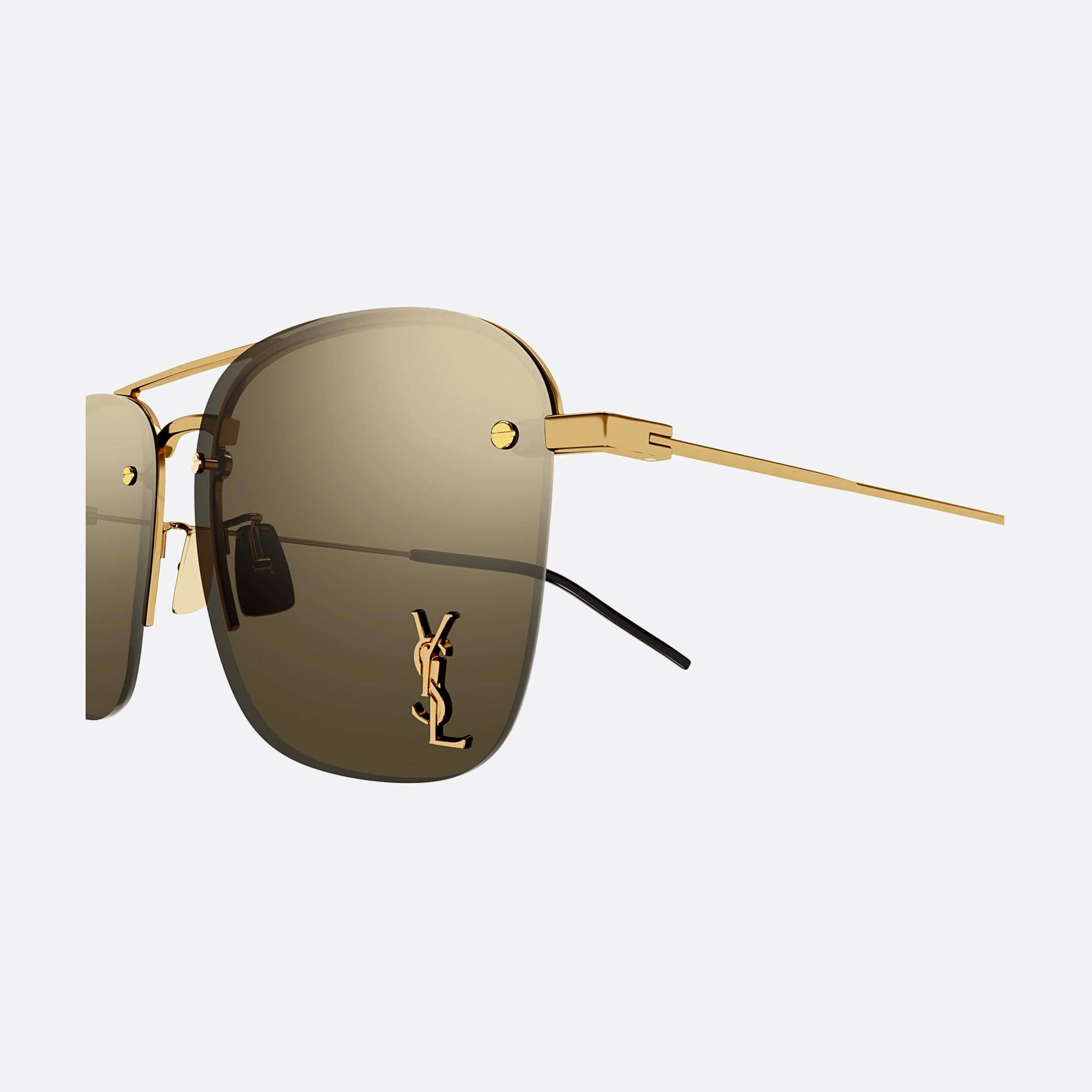 Saint 59mm Laurent Der Brown Geometric Woman Sunglasses - Detail View