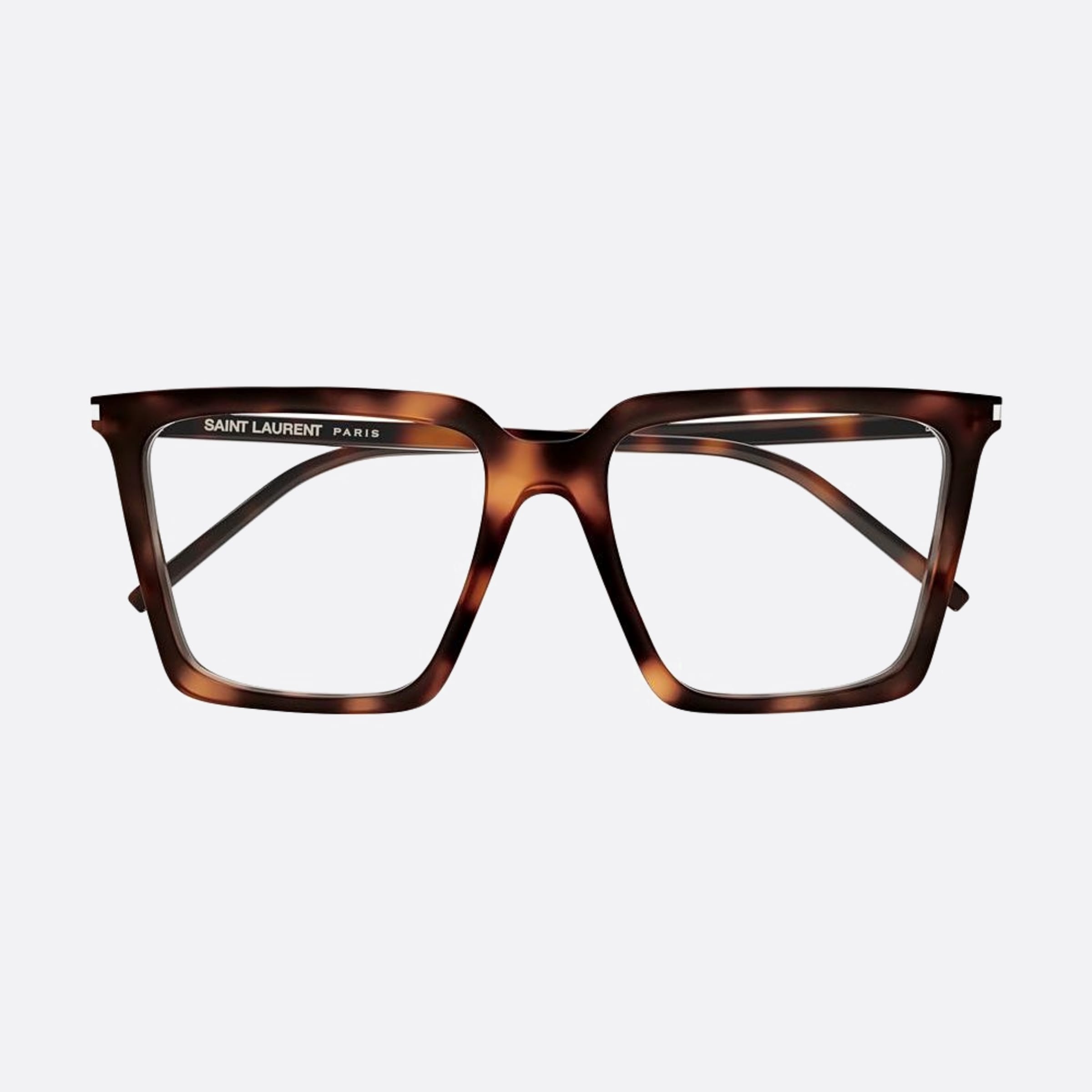 Saint 56mm Laurent Opt Havana Geometric Woman Eyeglasses - Detail View
