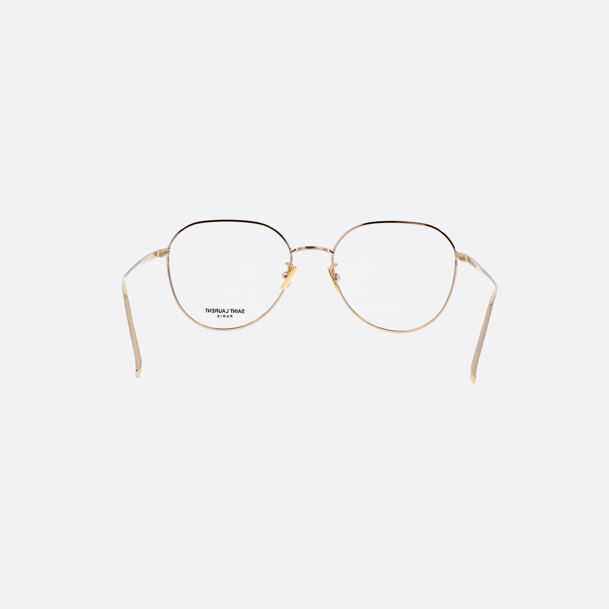Saint 53mm Laurent Gold Oval Woman Eyeglasses - Lifestyle Shot