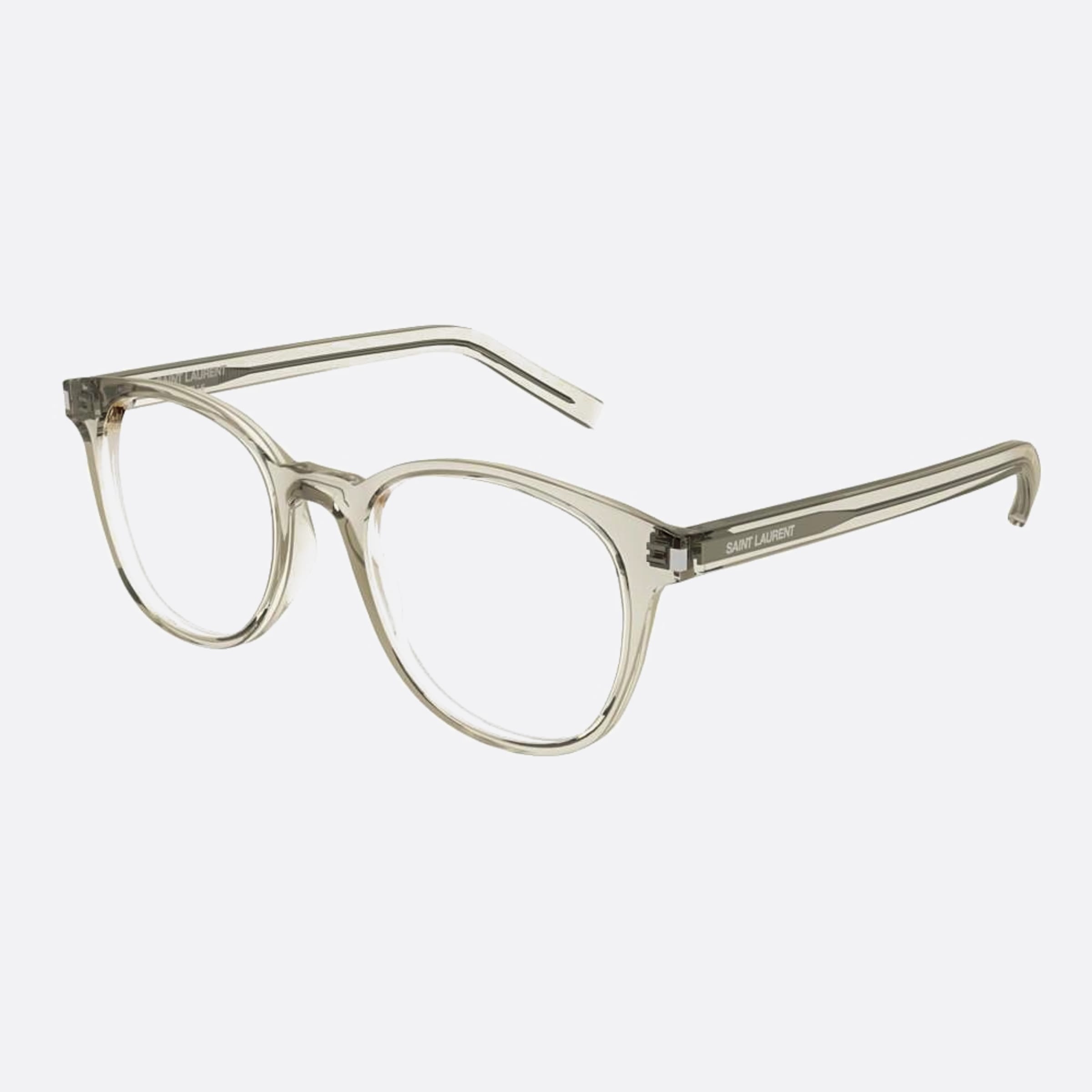 Saint 50mm Laurent Grey Geometric Unisex Eyeglasses - Side View