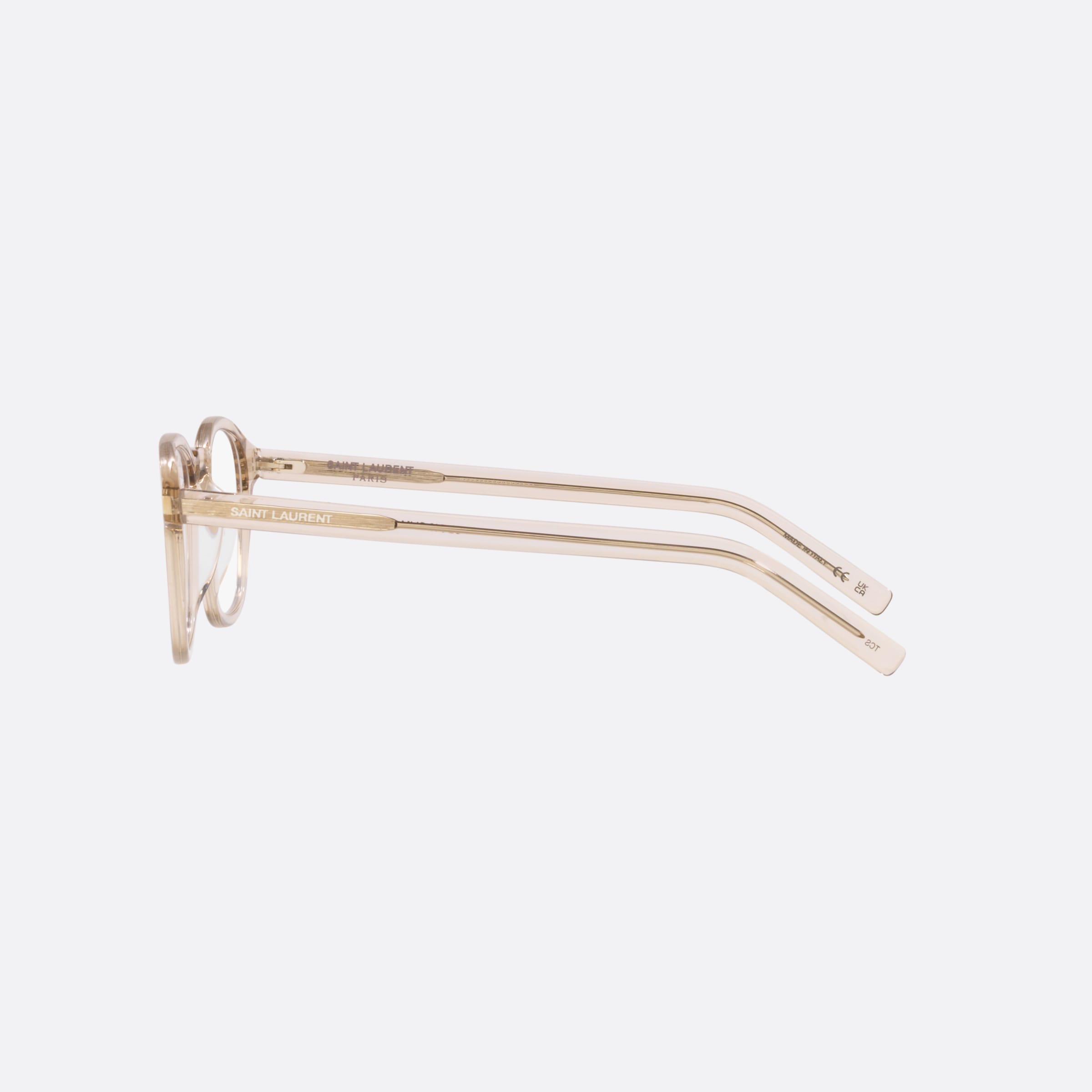 Saint 47mm Laurent Slim Opt Brown Round Men Eyeglasses - Detail View