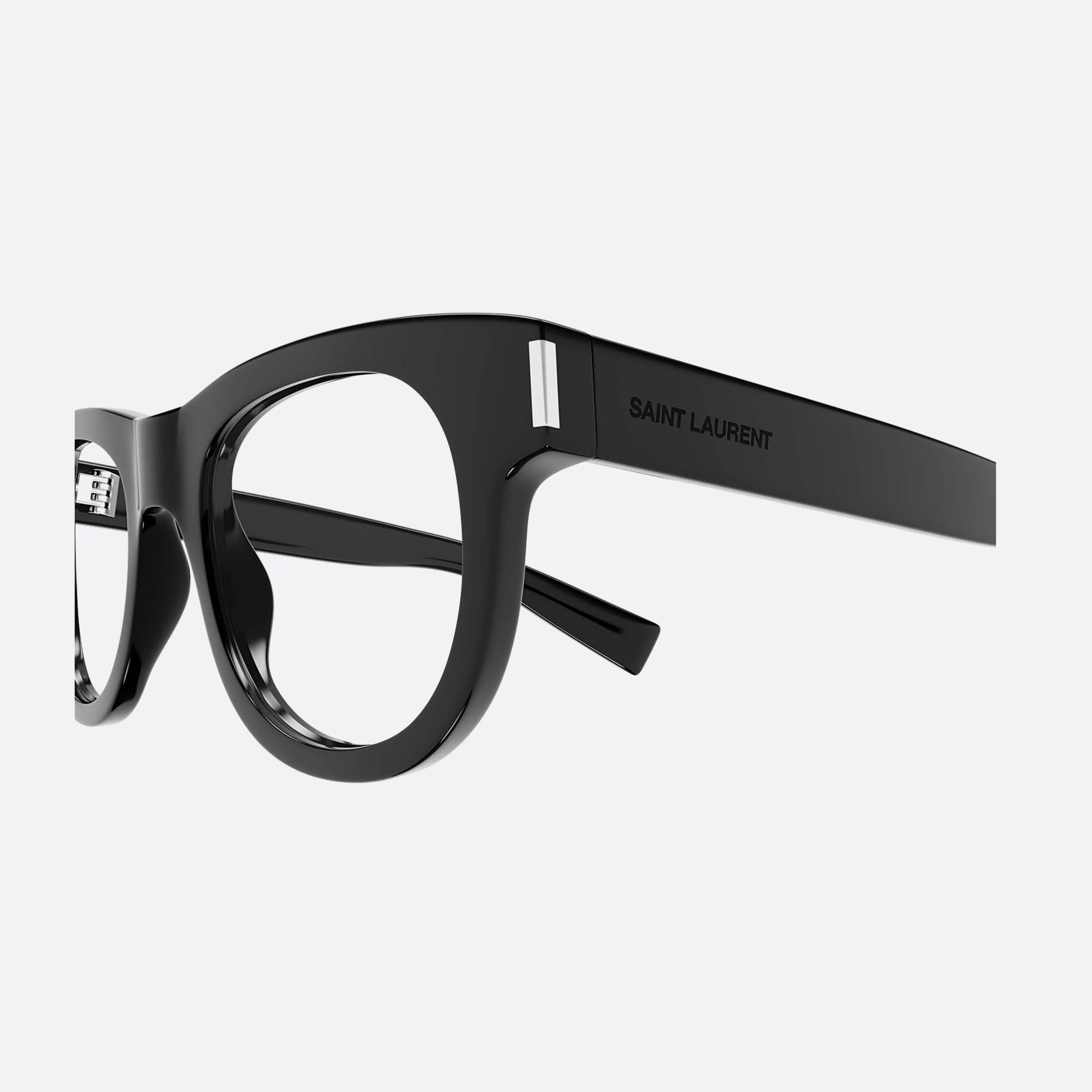 Saint 49mm Laurent Opt Black Round Unisex Eyeglasses - Detail View