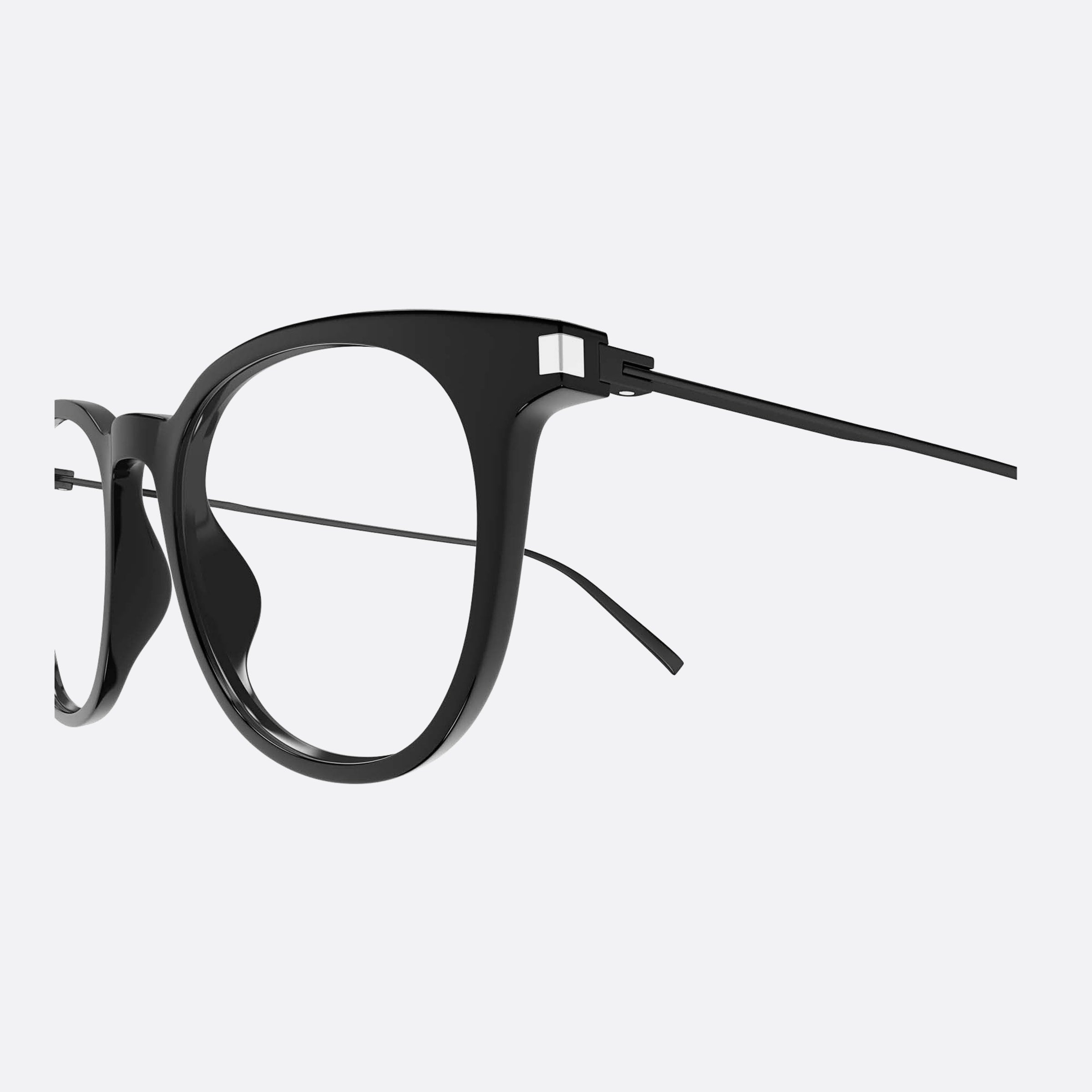 Saint 49mm Laurent Black Round Man Eyeglasses - Detail View