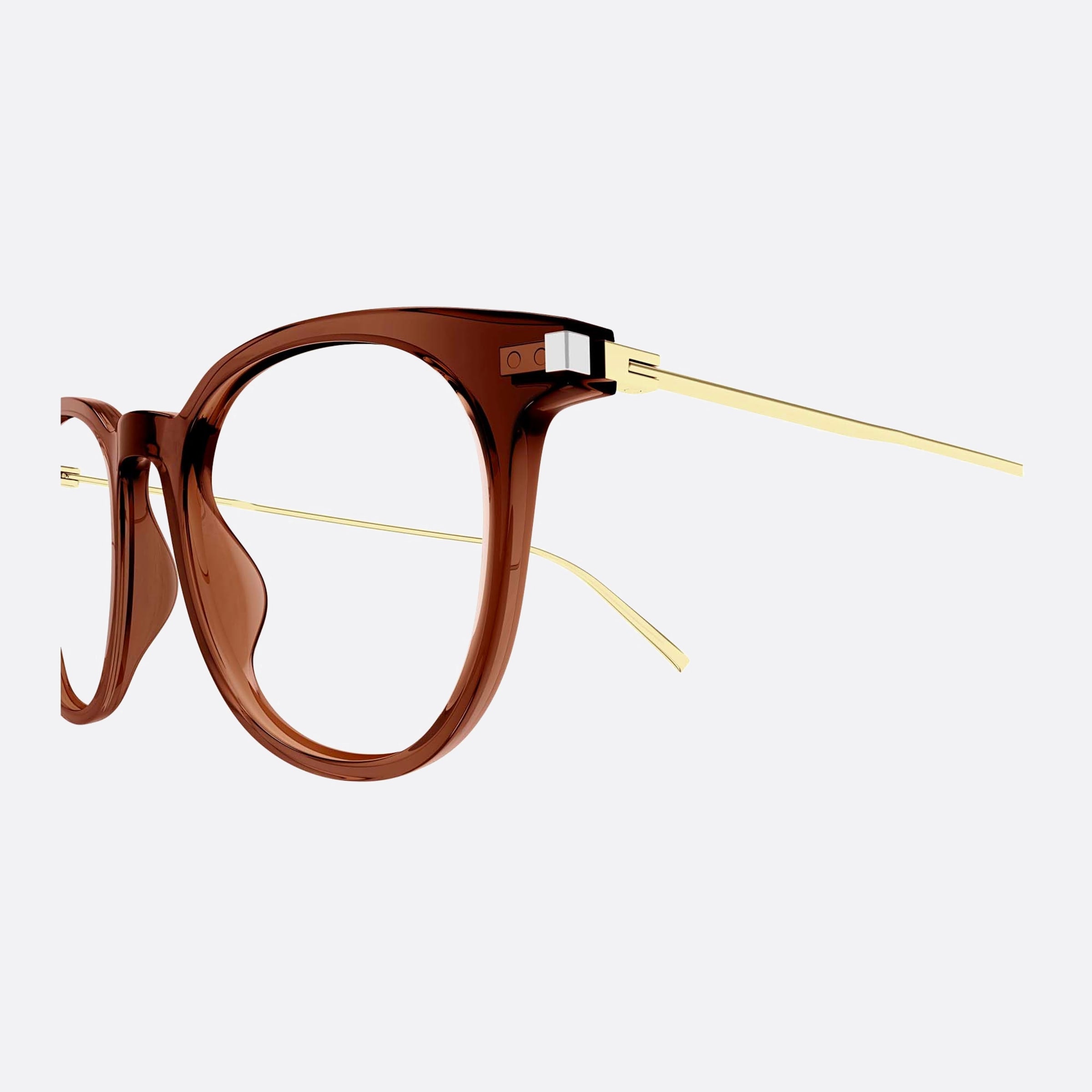 Saint 49mm Laurent Brown Round Man Eyeglasses - Detail View