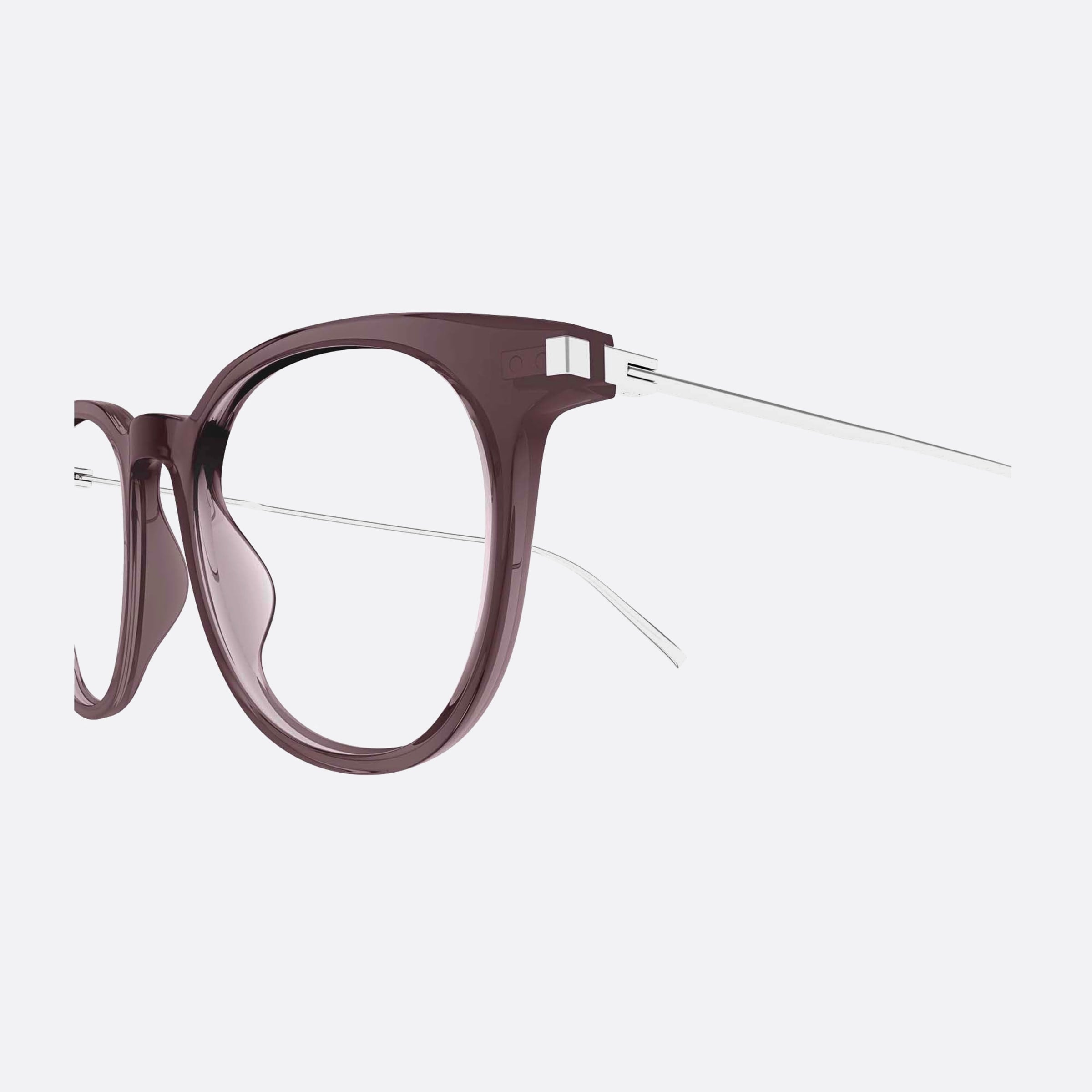 Saint 49mm Laurent Grey Round Man Eyeglasses - Detail View