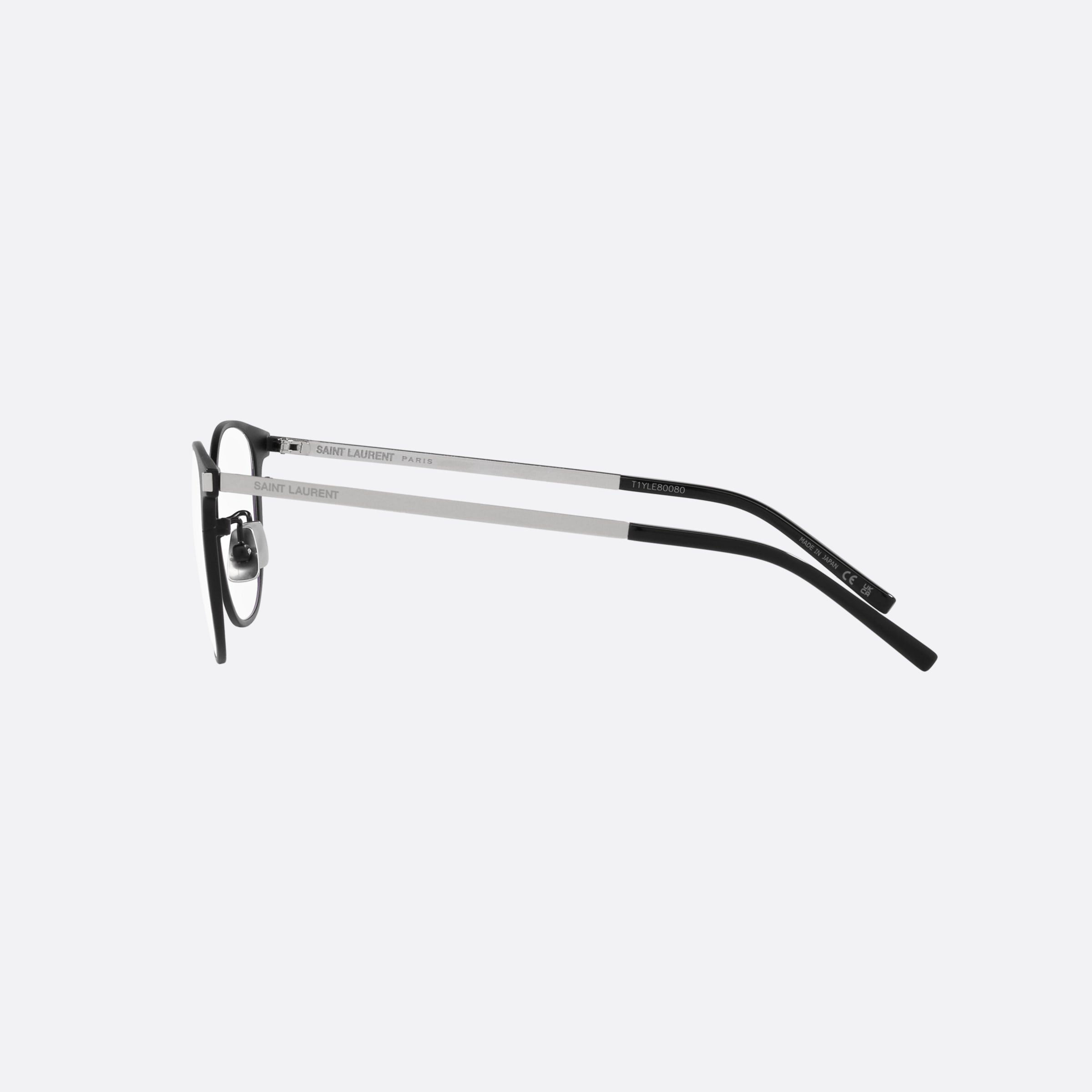 Saint 51mm Laurent Black Rectangular Unisex Eyeglasses - Detail View
