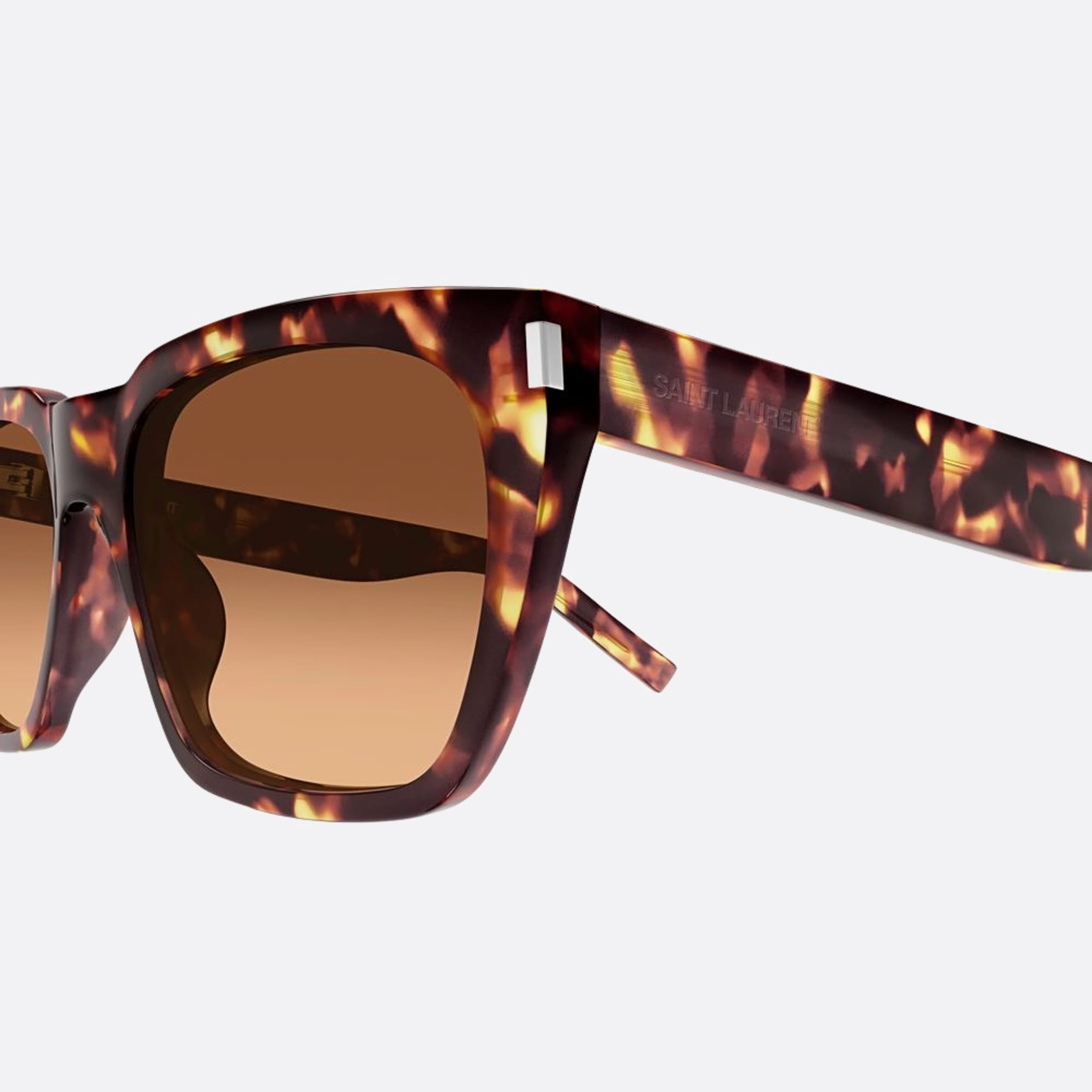 Saint 56mm Laurent Havana Squared Men Sunglasses - Lifestyle Shot