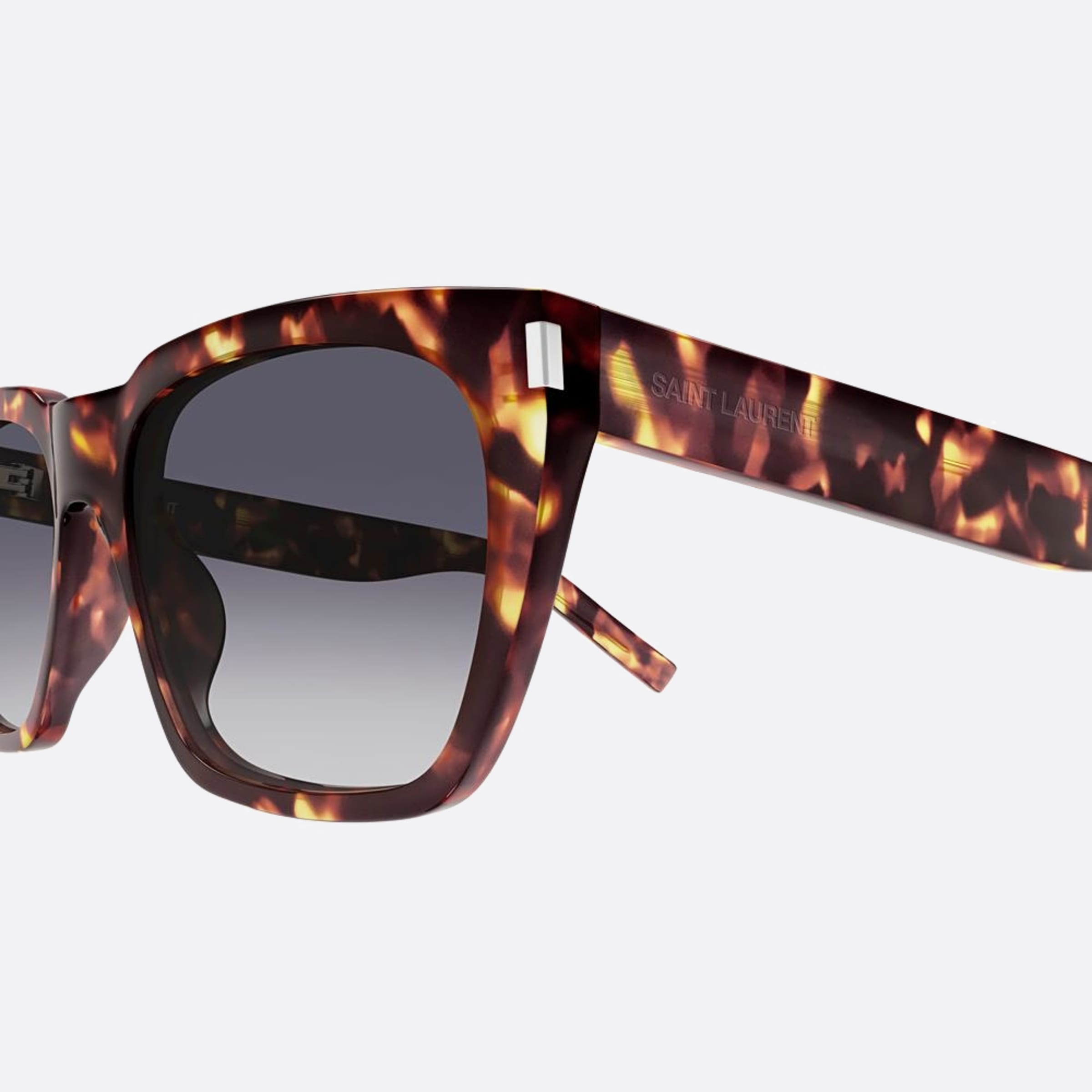Saint 56mm Laurent Havana Squared Man Sunglasses - Lifestyle Shot