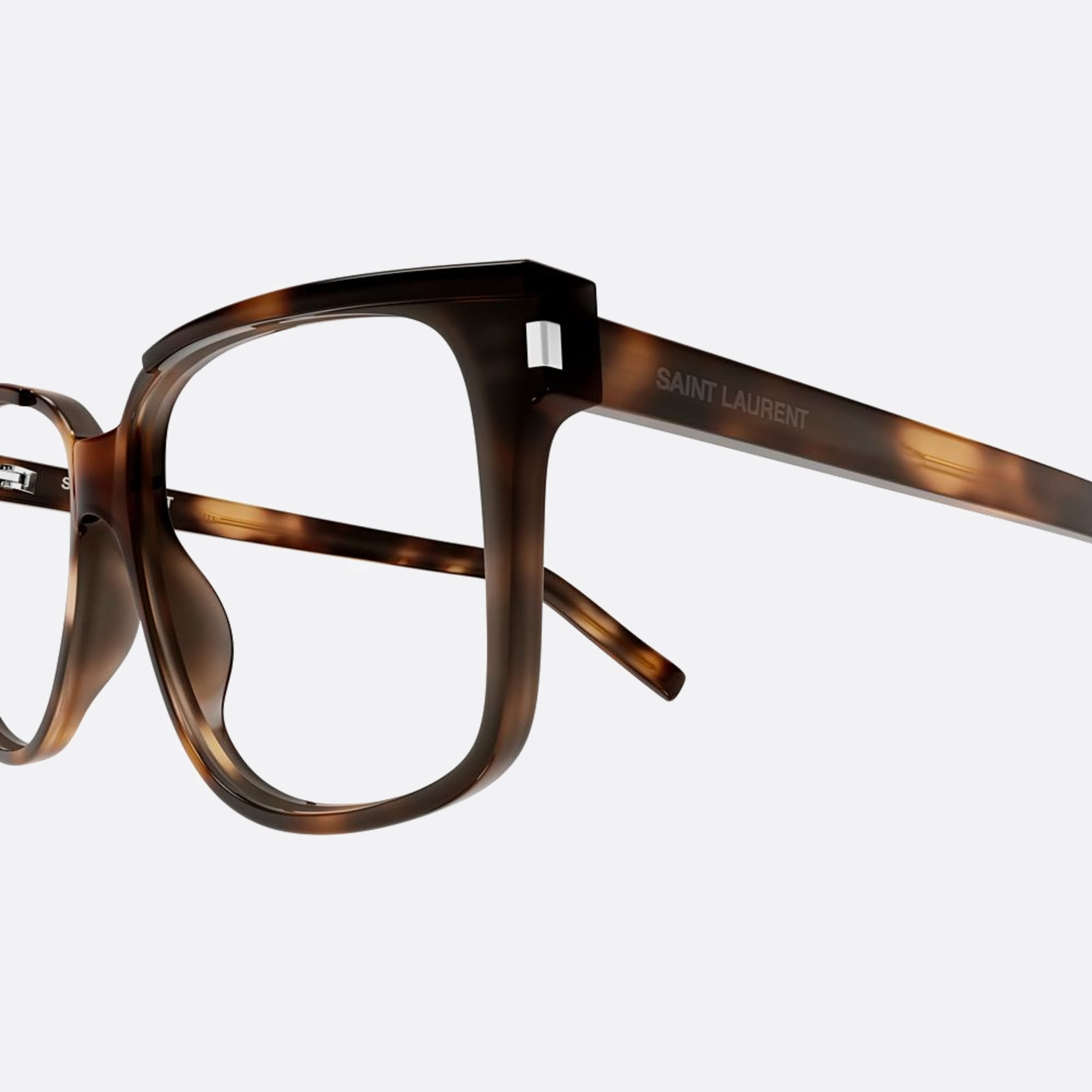 Saint 58mm Laurent Opt Havana Geometric Men Eyeglasses - Detail View