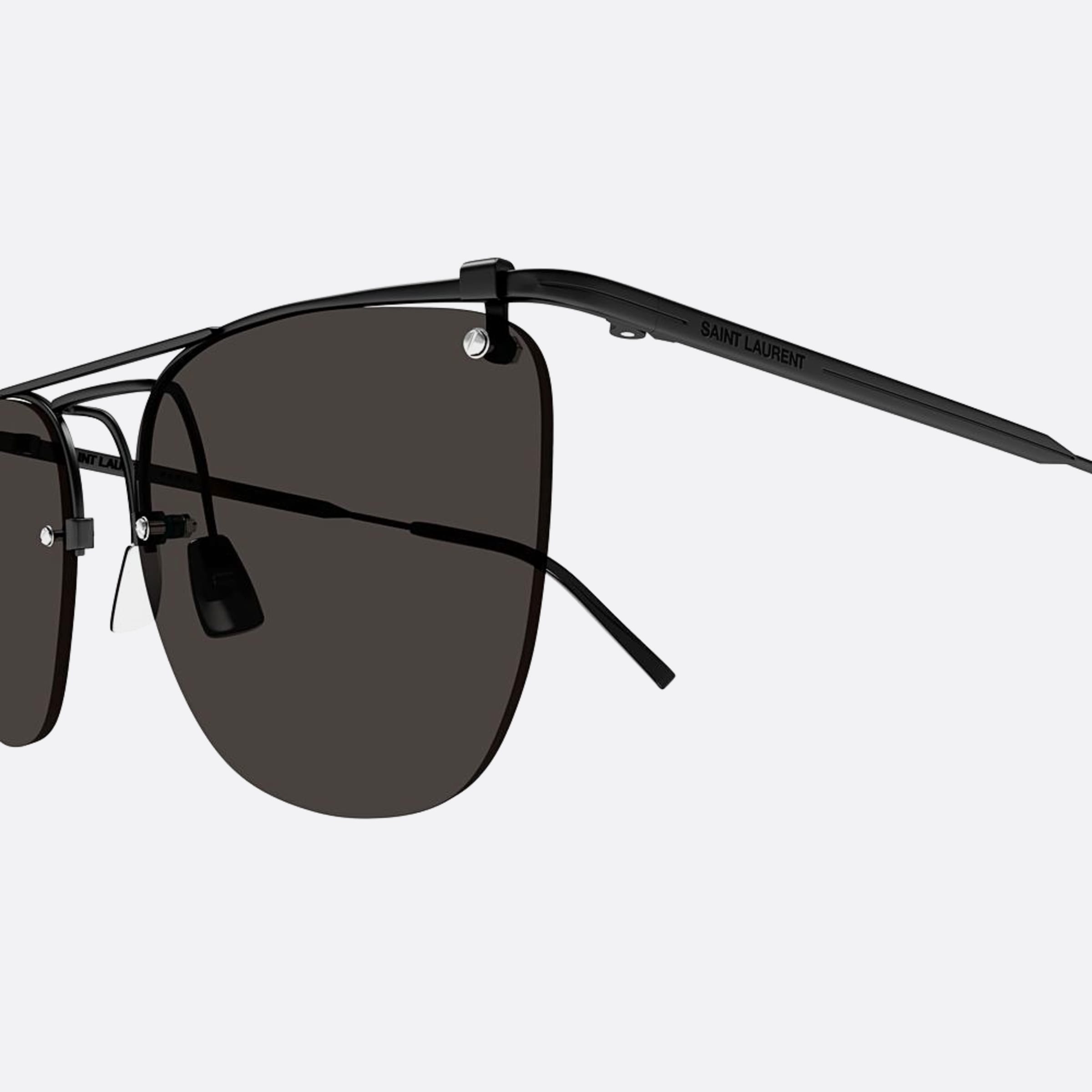 Saint 58mm Laurent Black Pilot Men Sunglasses - Detail View