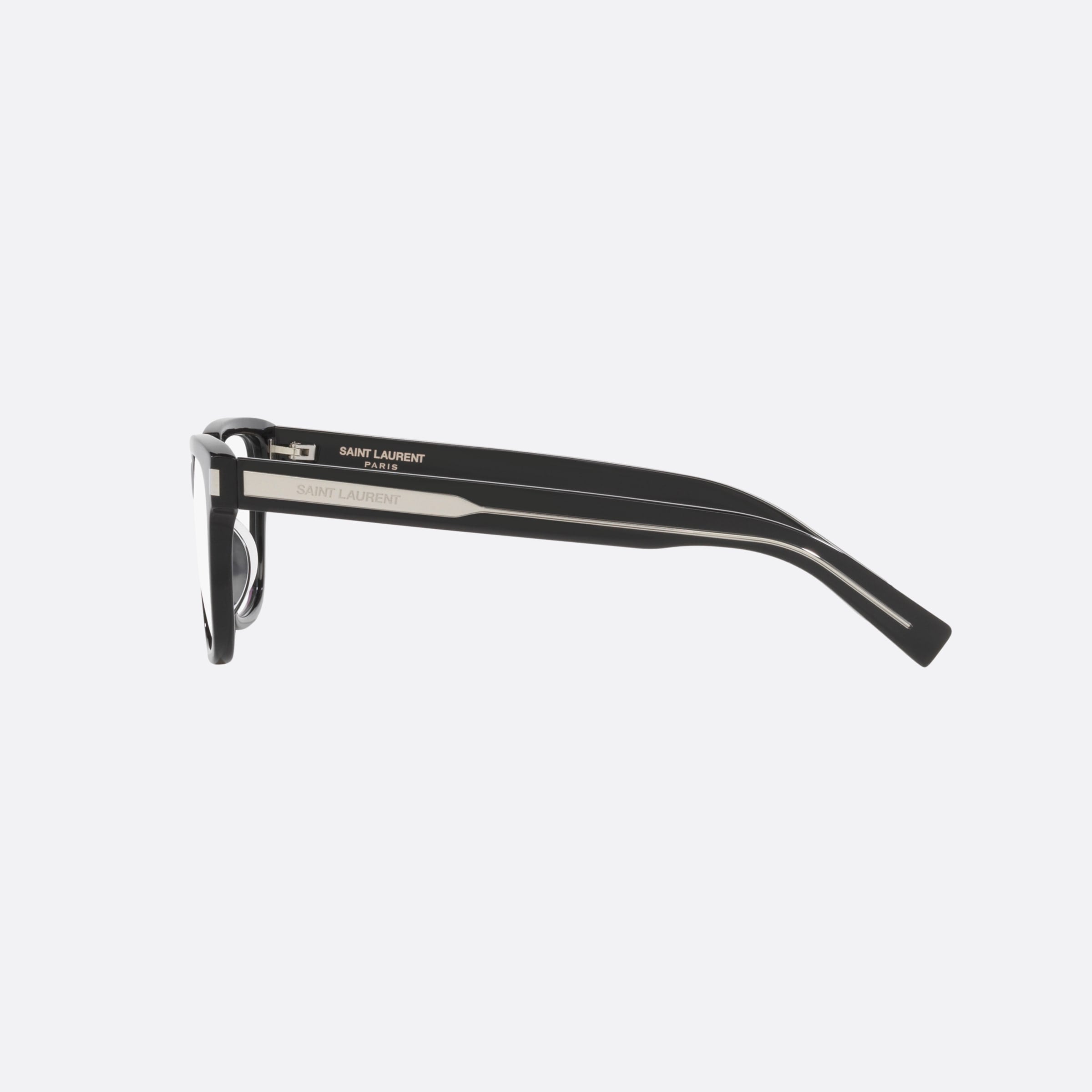 Saint 54mm Laurent Black Square Unisex Eyeglasses - Detail View