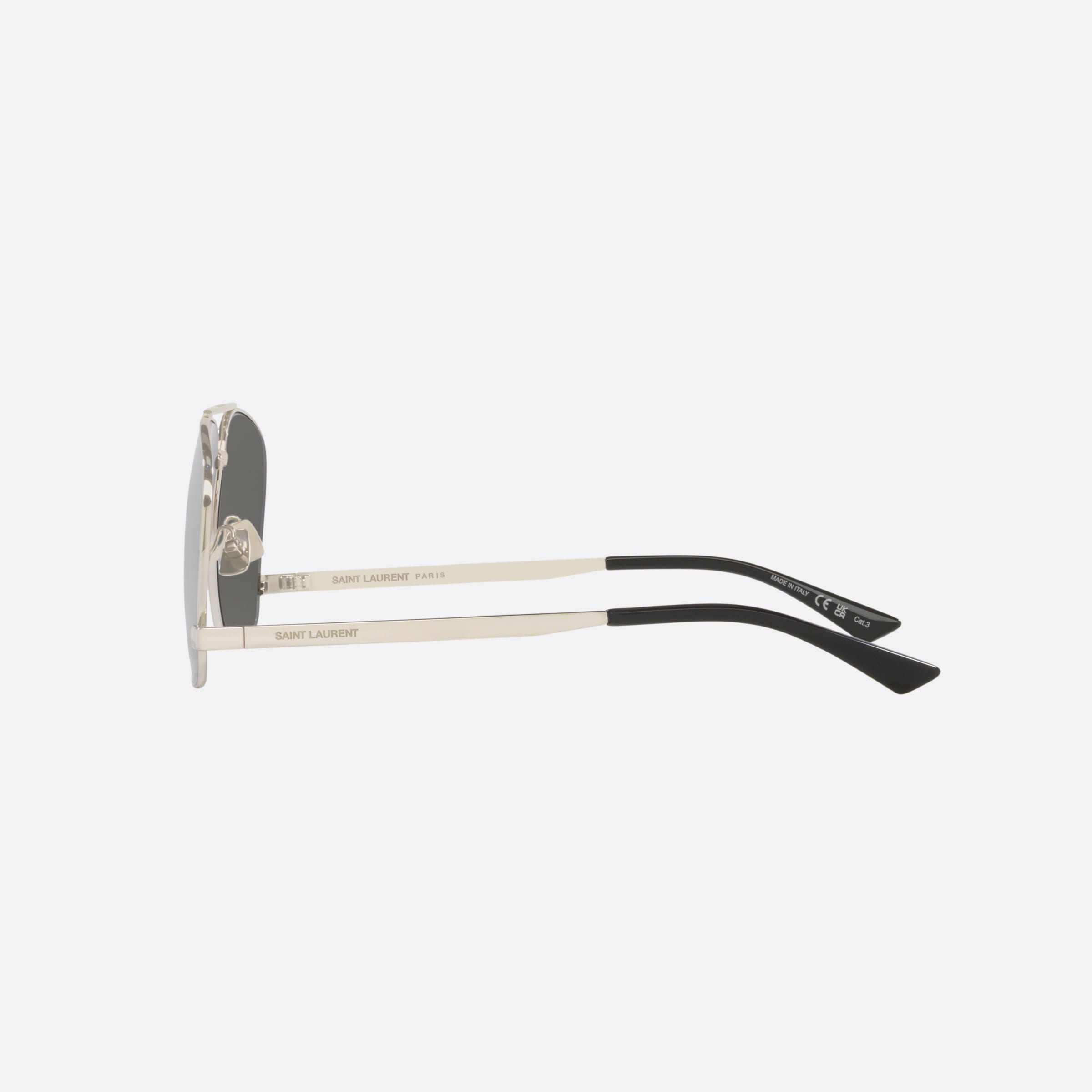 Saint 59mm Laurent Leon Silver Pilot Woman Sunglasses - Detail View