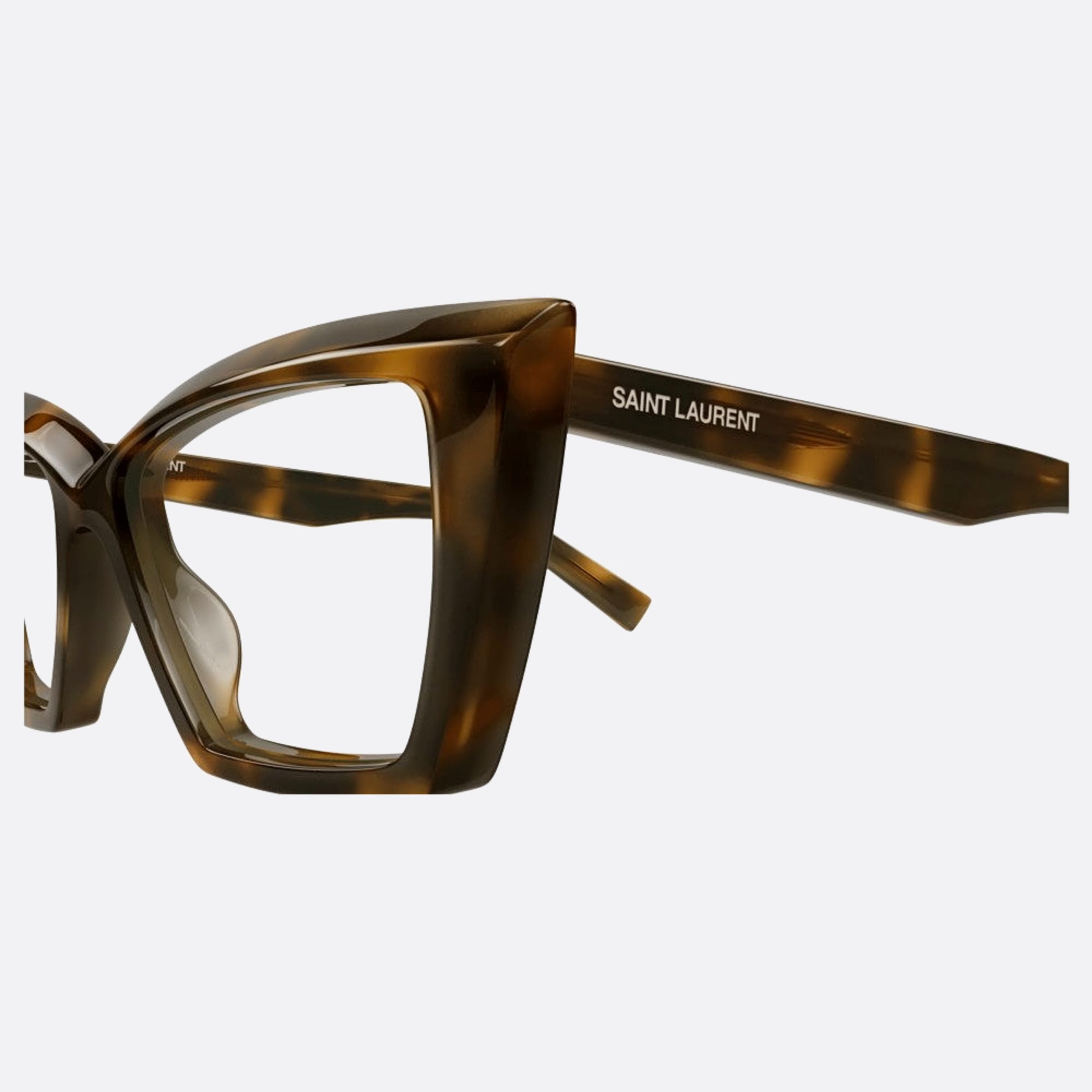 Saint 54mm Laurent Opt Havana Cat Eye Woman Eyeglasses - Detail View