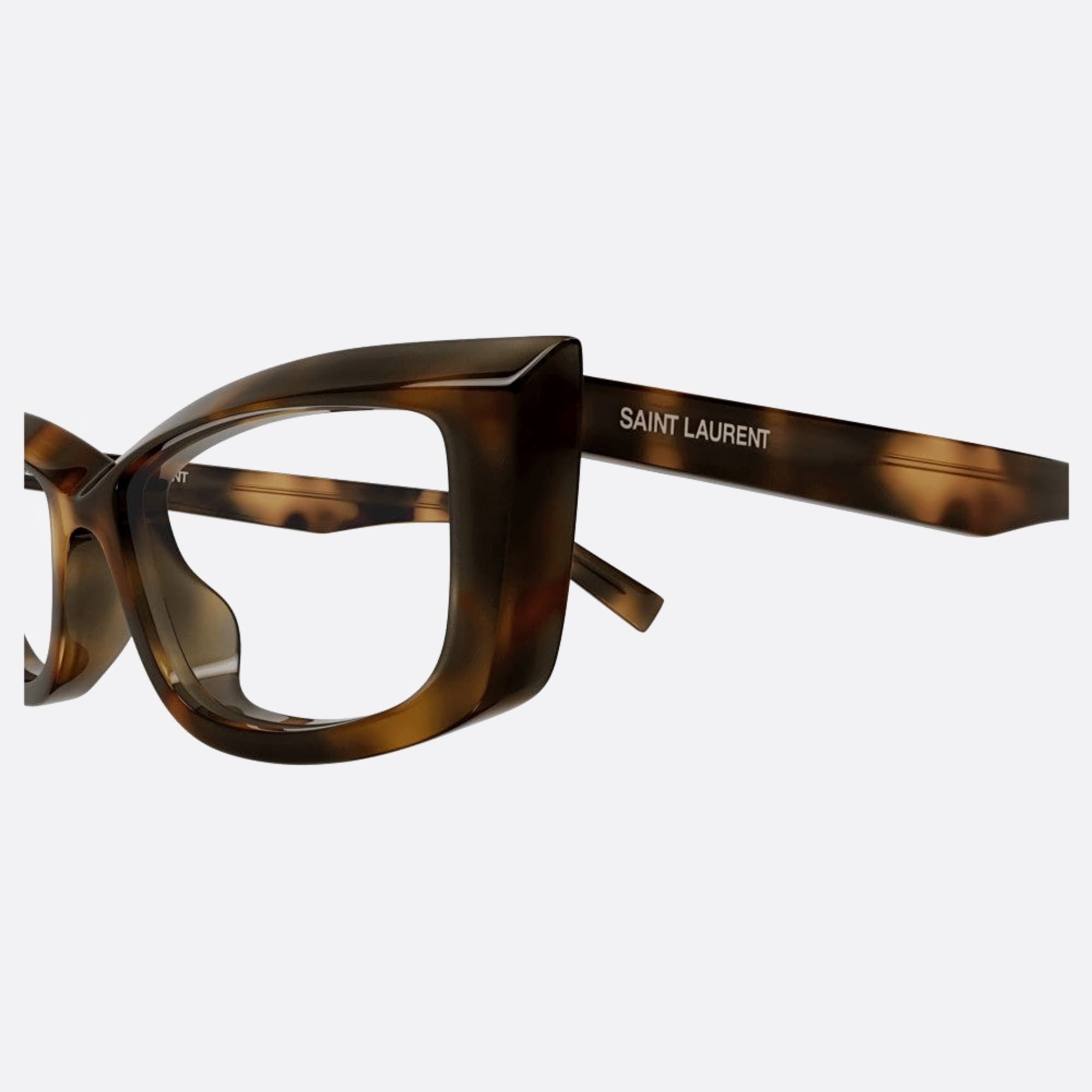Saint 54mm Laurent Opt Havana Cat Eye Woman Eyeglasses - Detail View