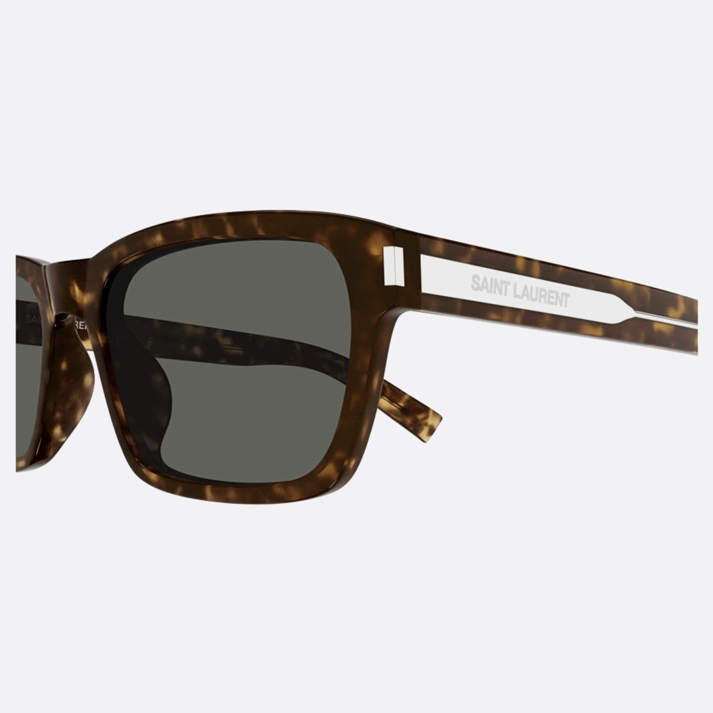 Saint 57mm Laurent Havana Squared Man Sunglasses - Detail View