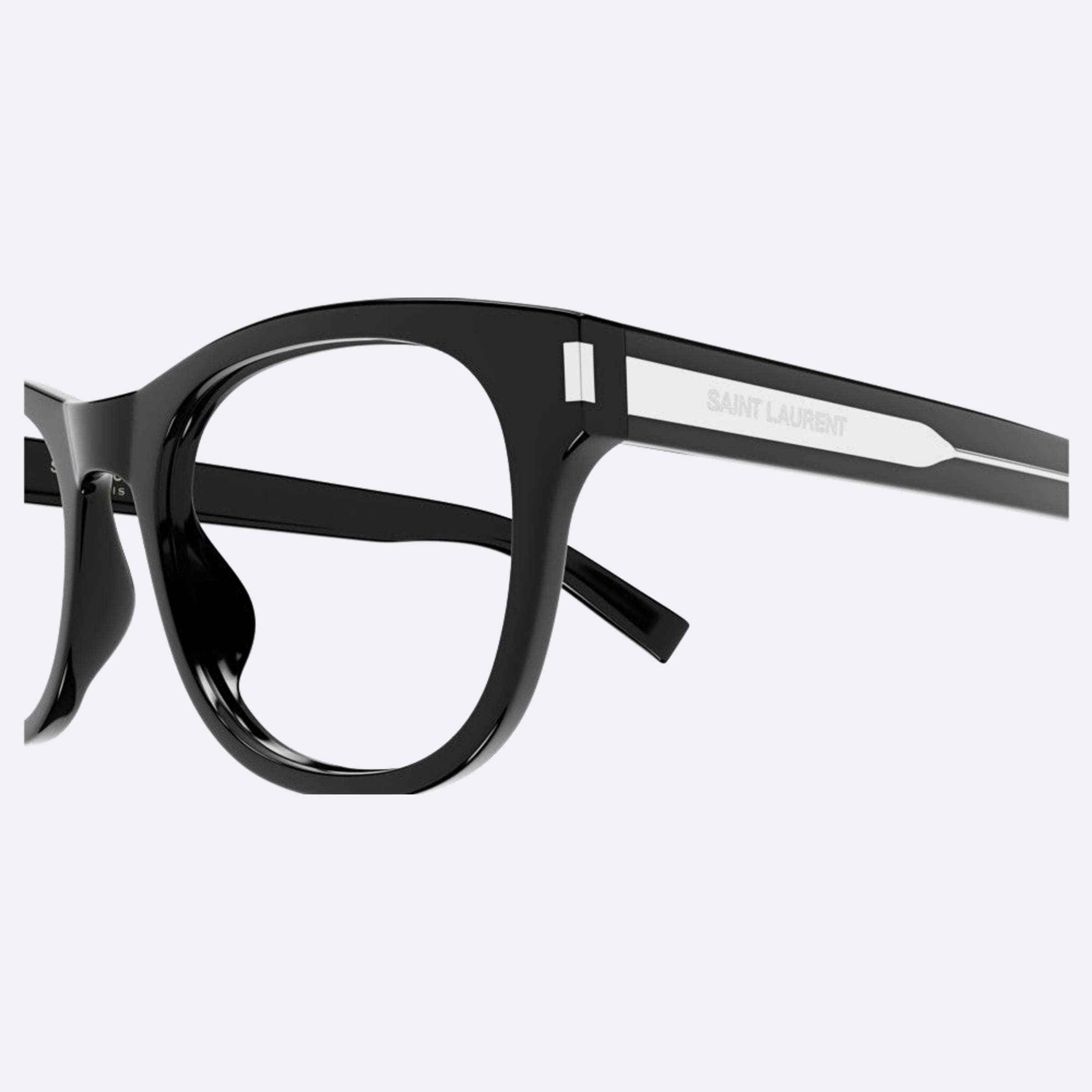 Saint 55mm Laurent Black Squared Unisex Eyeglasses - Detail View