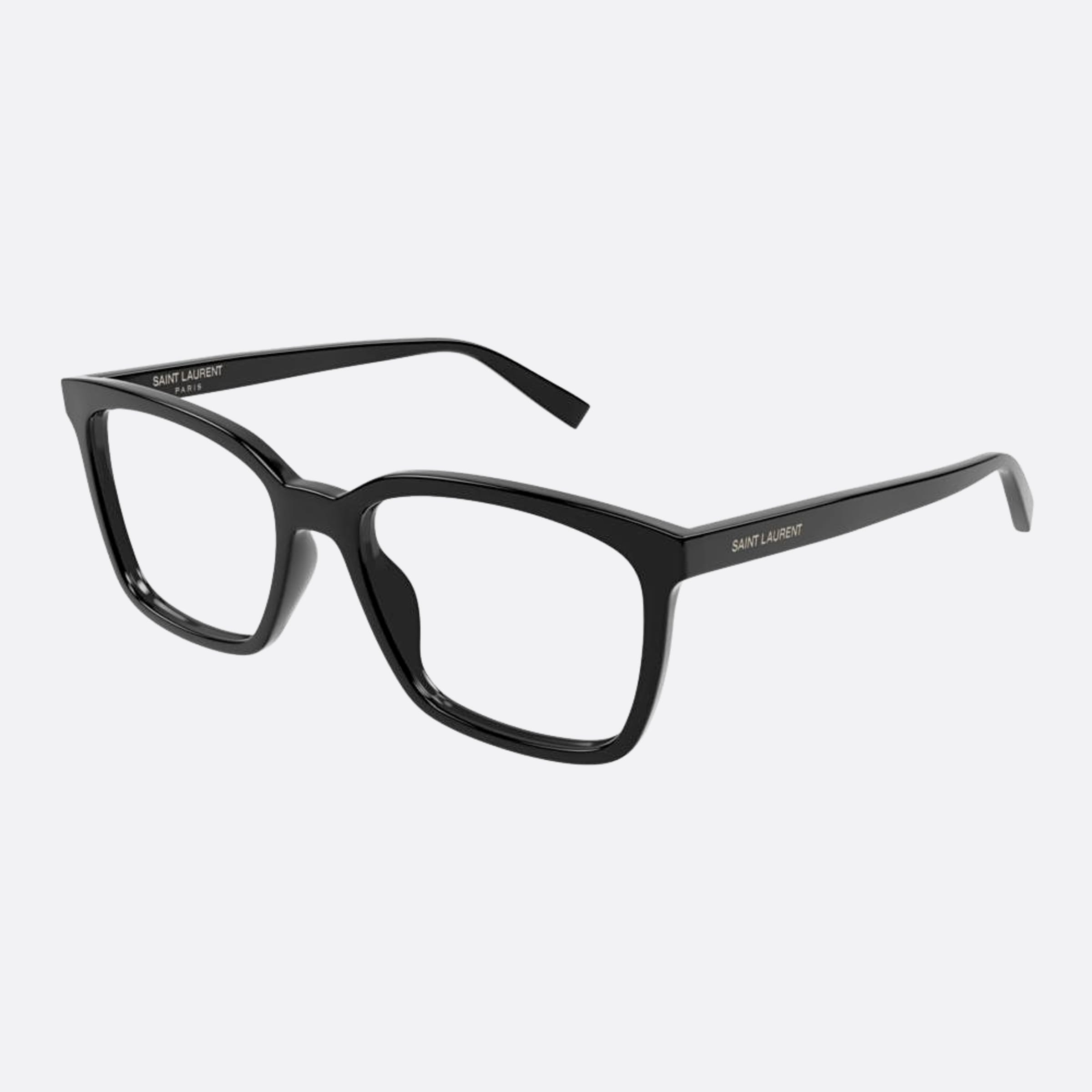Saint 55mm Laurent Black Squared Man Eyeglasses - Side View