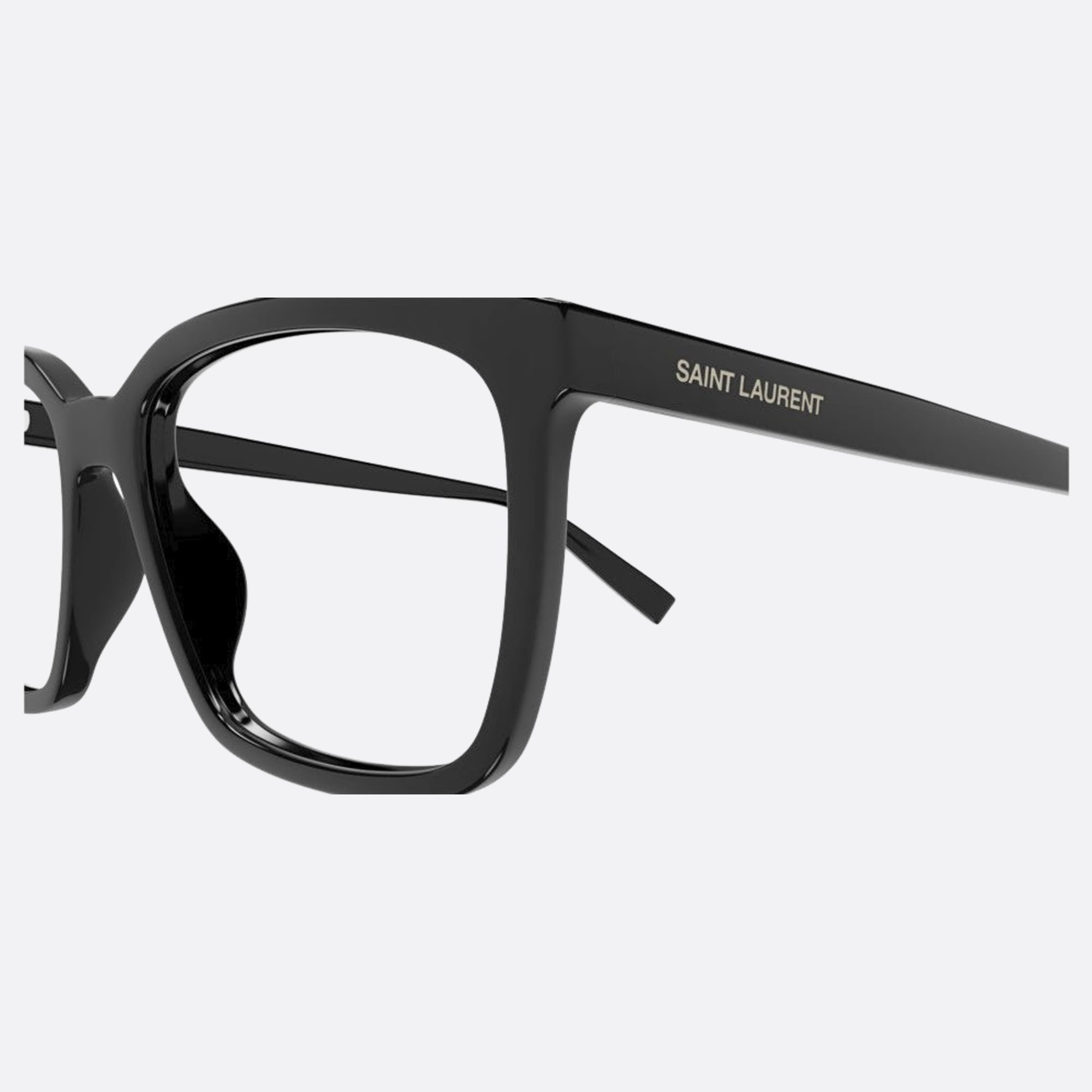 Saint 55mm Laurent Black Squared Man Eyeglasses - Detail View