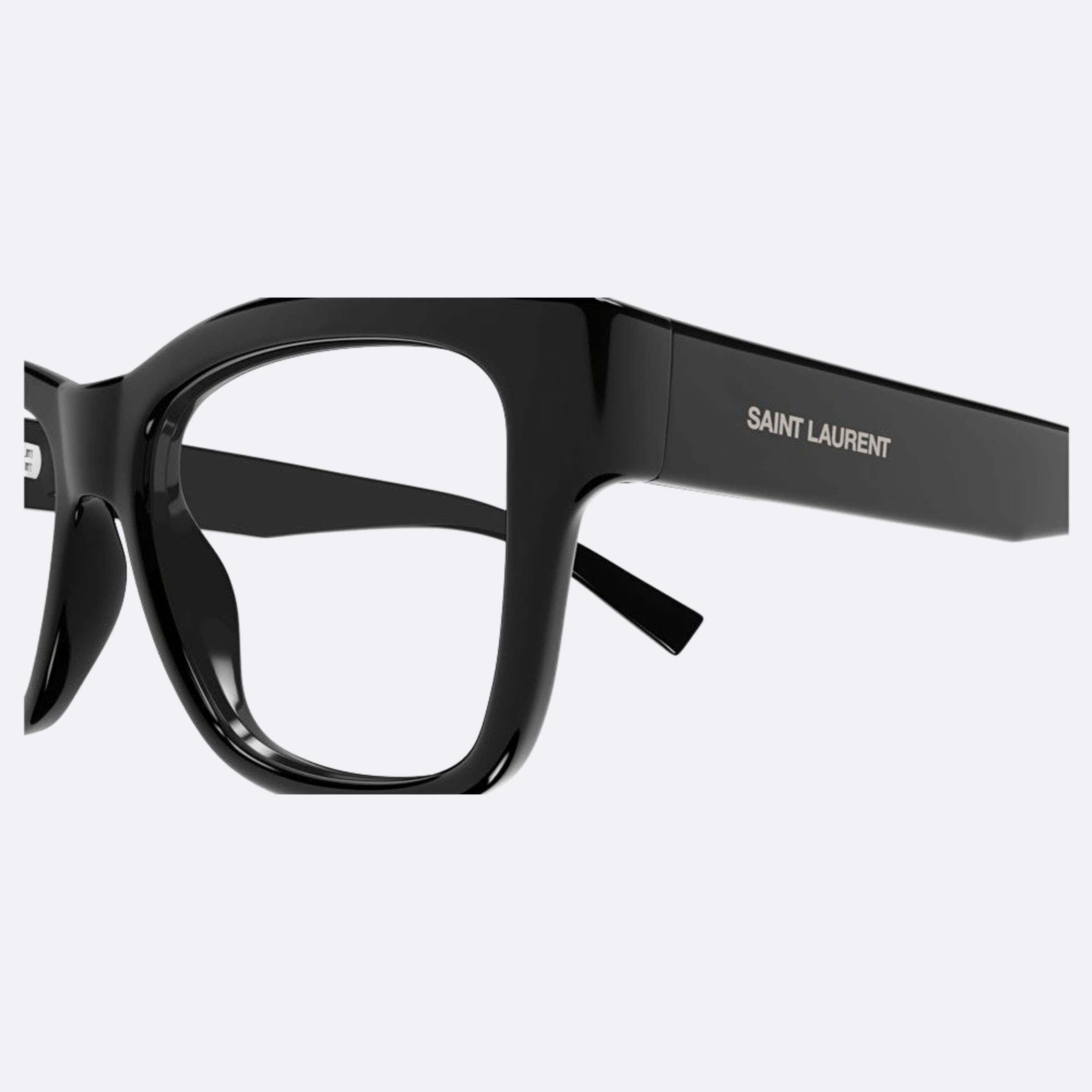 Saint 54mm Laurent Black Squared Unisex Eyeglasses - Detail View
