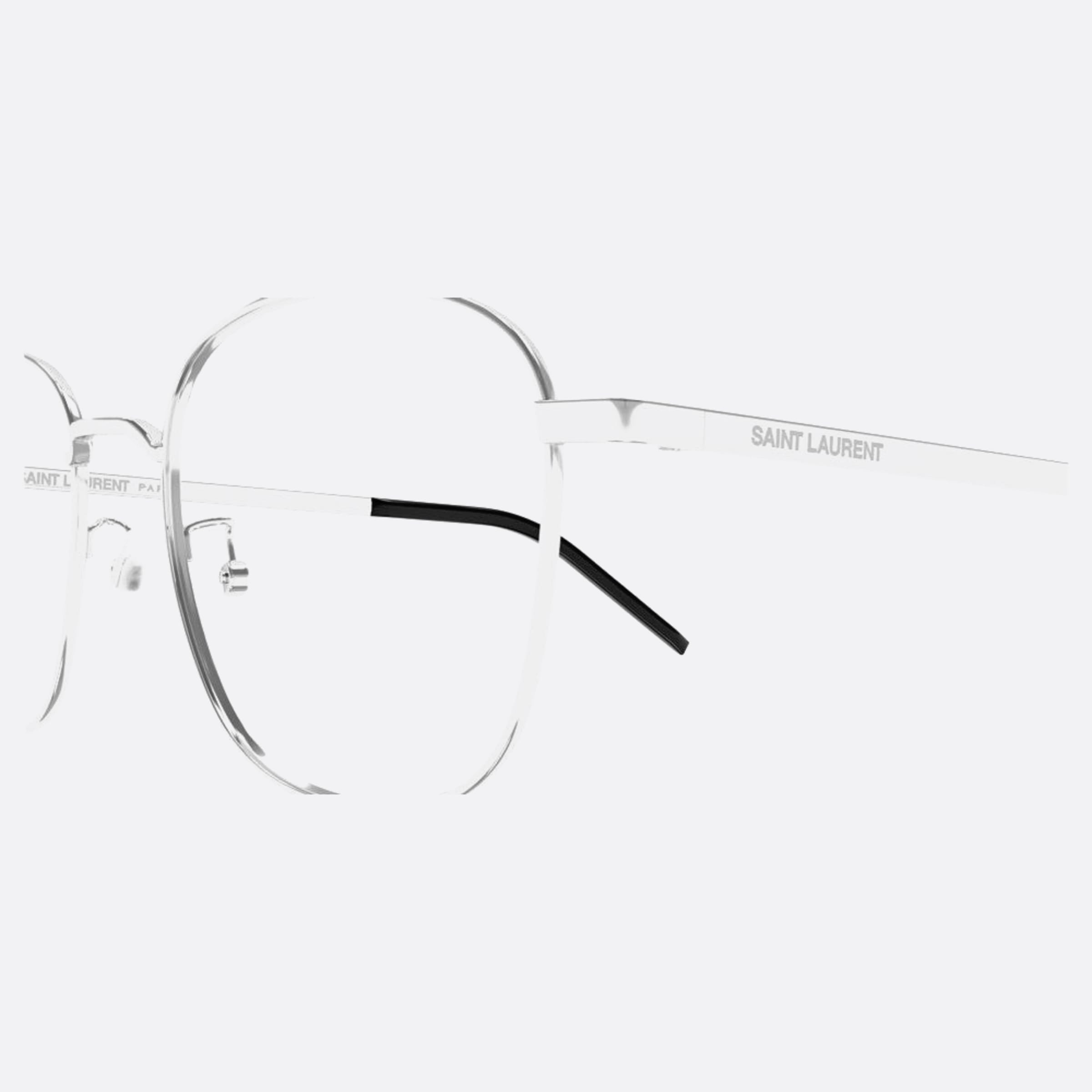Saint 53mm Laurent Silver Round Unisex Eyeglasses - Detail View