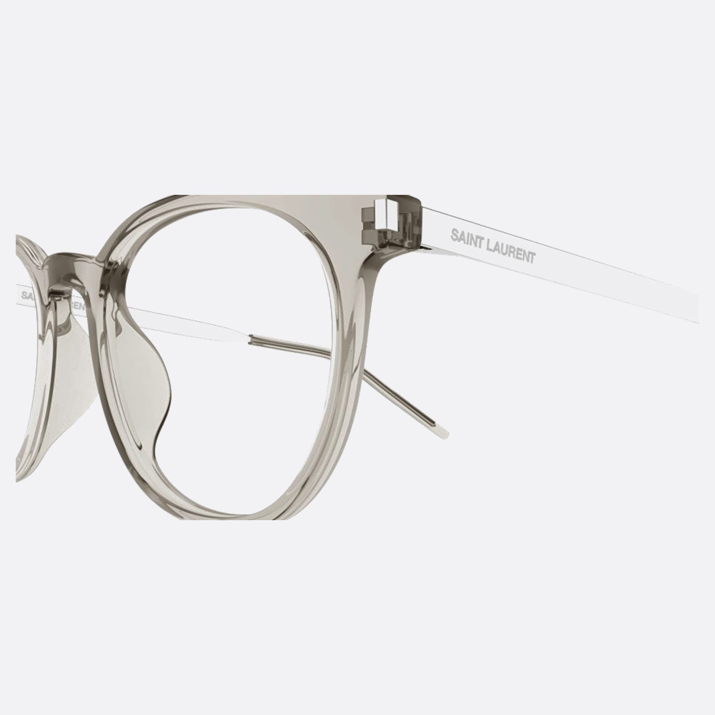 Saint 52mm Laurent Brown Round Unisex Eyeglasses - Detail View