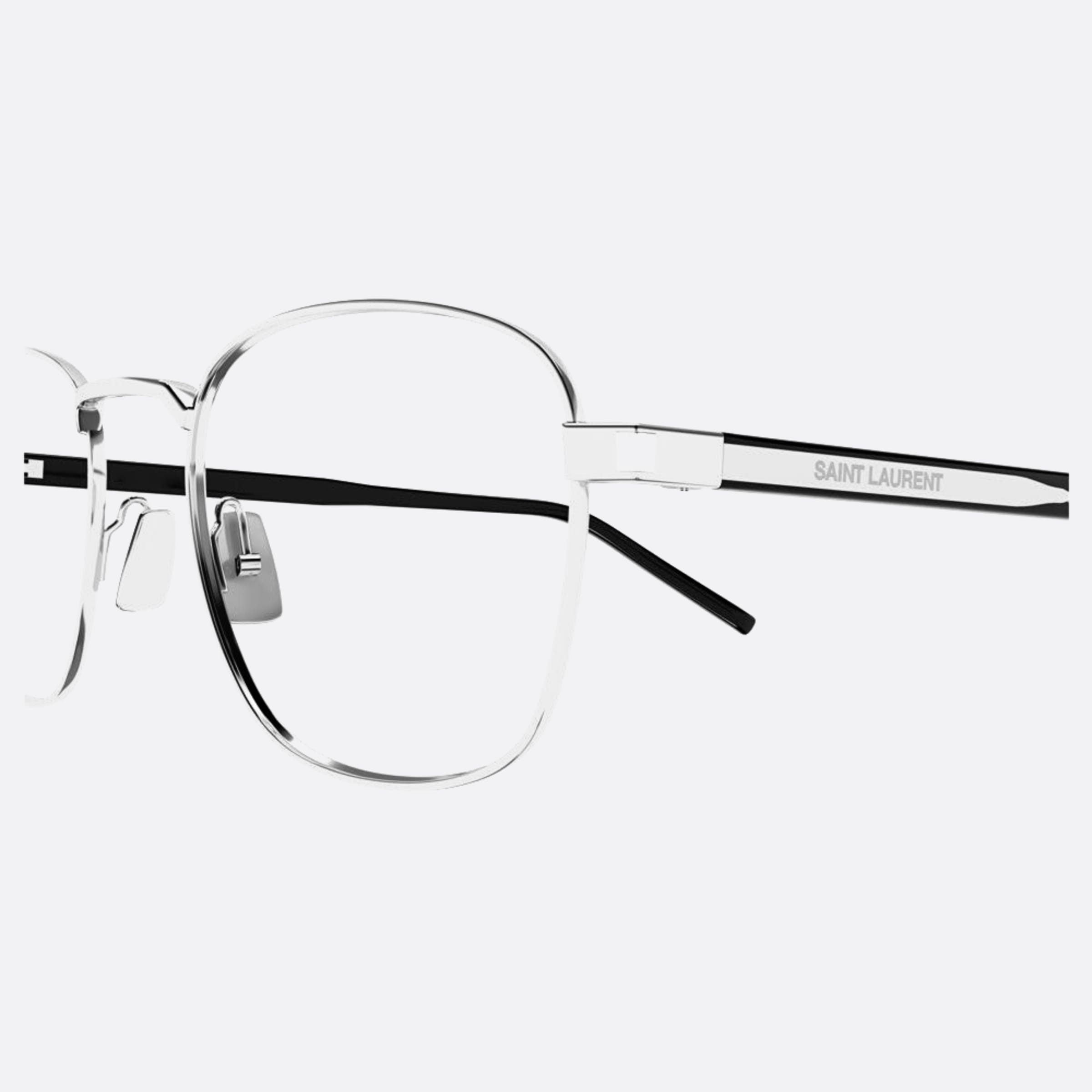 Saint 53mm Laurent Silver Round Unisex Eyeglasses - Detail View