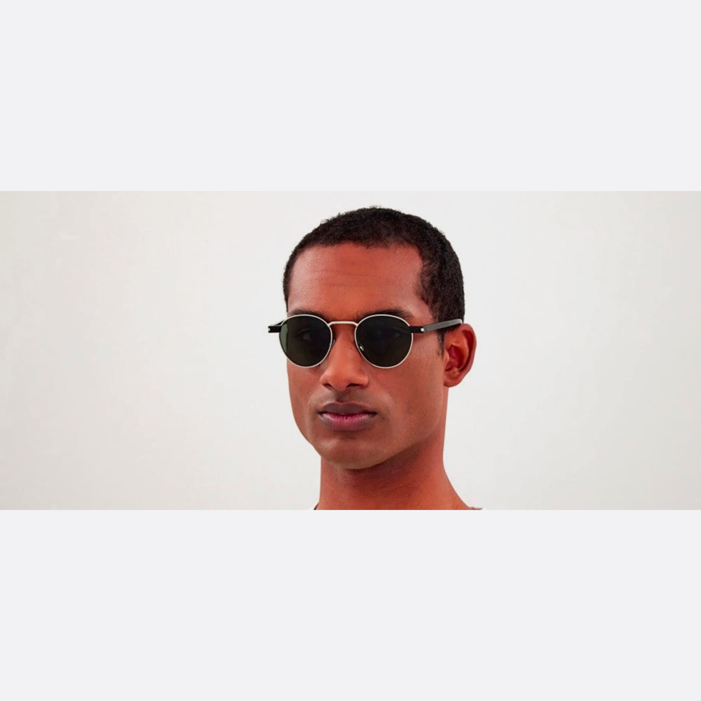 Saint 49mm Laurent Black Round Man Sunglasses - Detail View