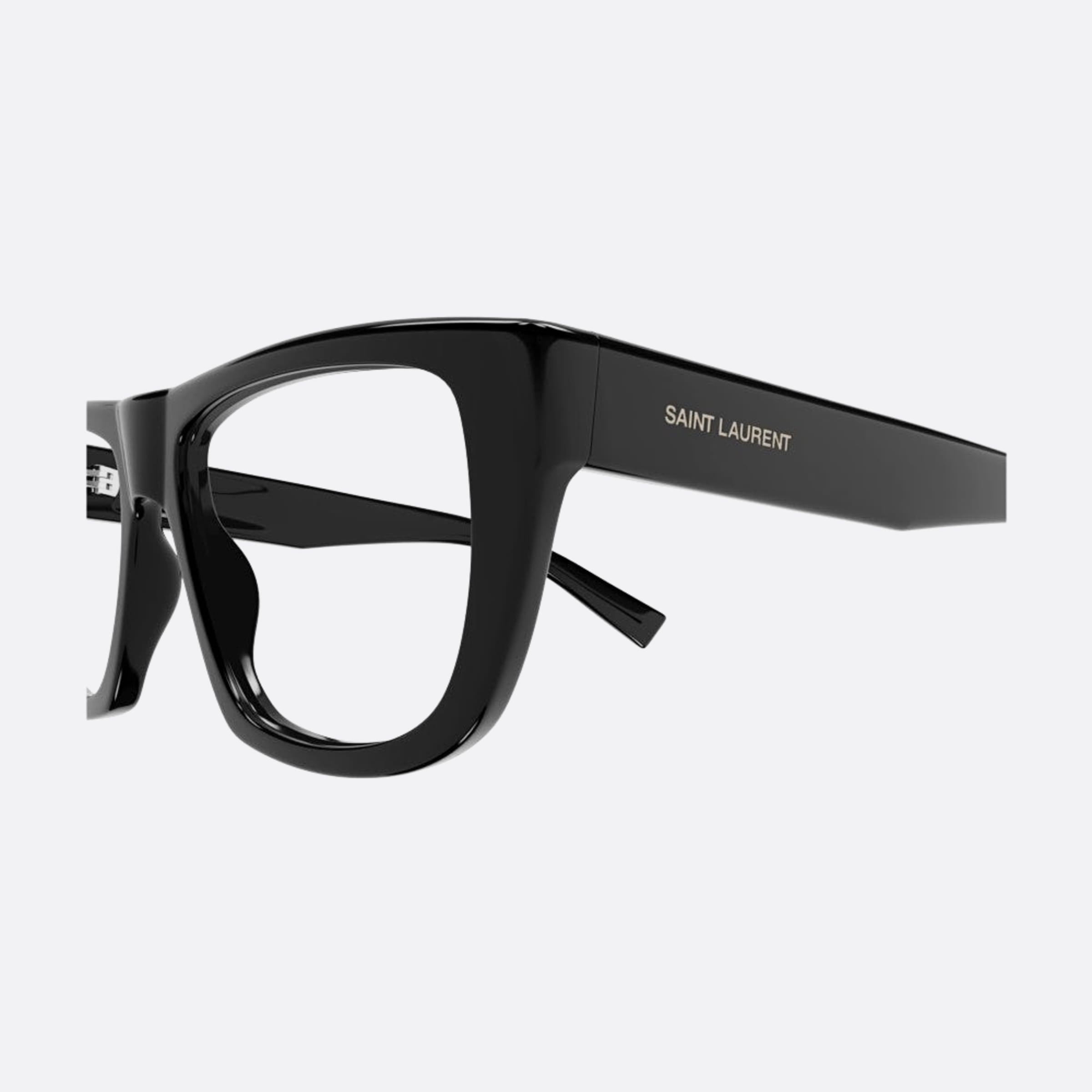 Saint 55mm Laurent Black Squared Unisex Eyeglasses - Detail View