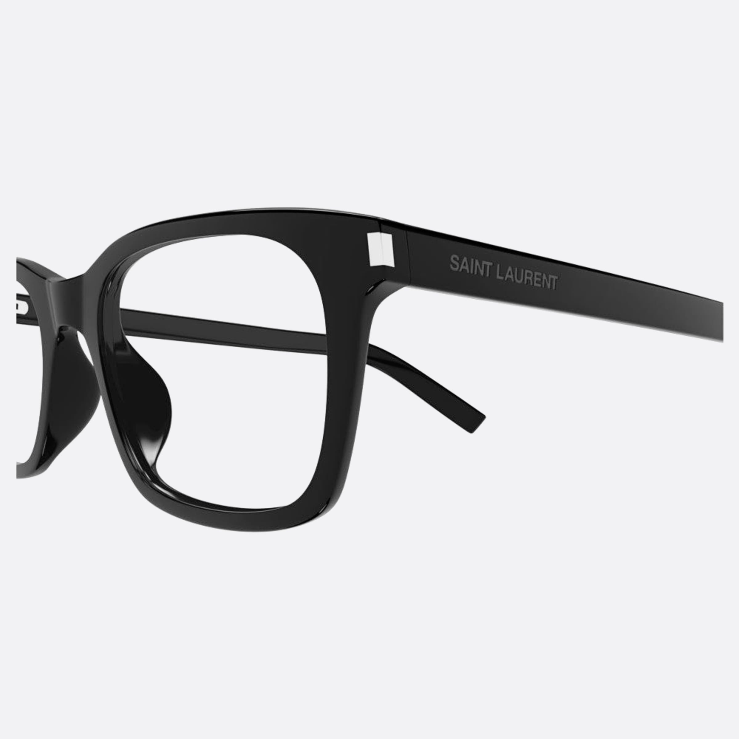 Saint 51mm Laurent Black Squared Men Eyeglasses - Detail View