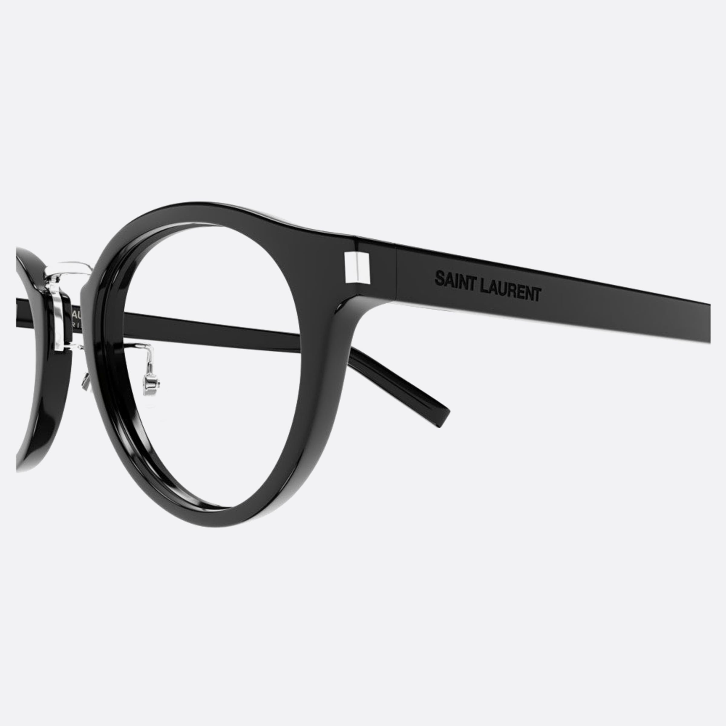 Saint 49mm Laurent Black Round Unisex Eyeglasses - Detail View